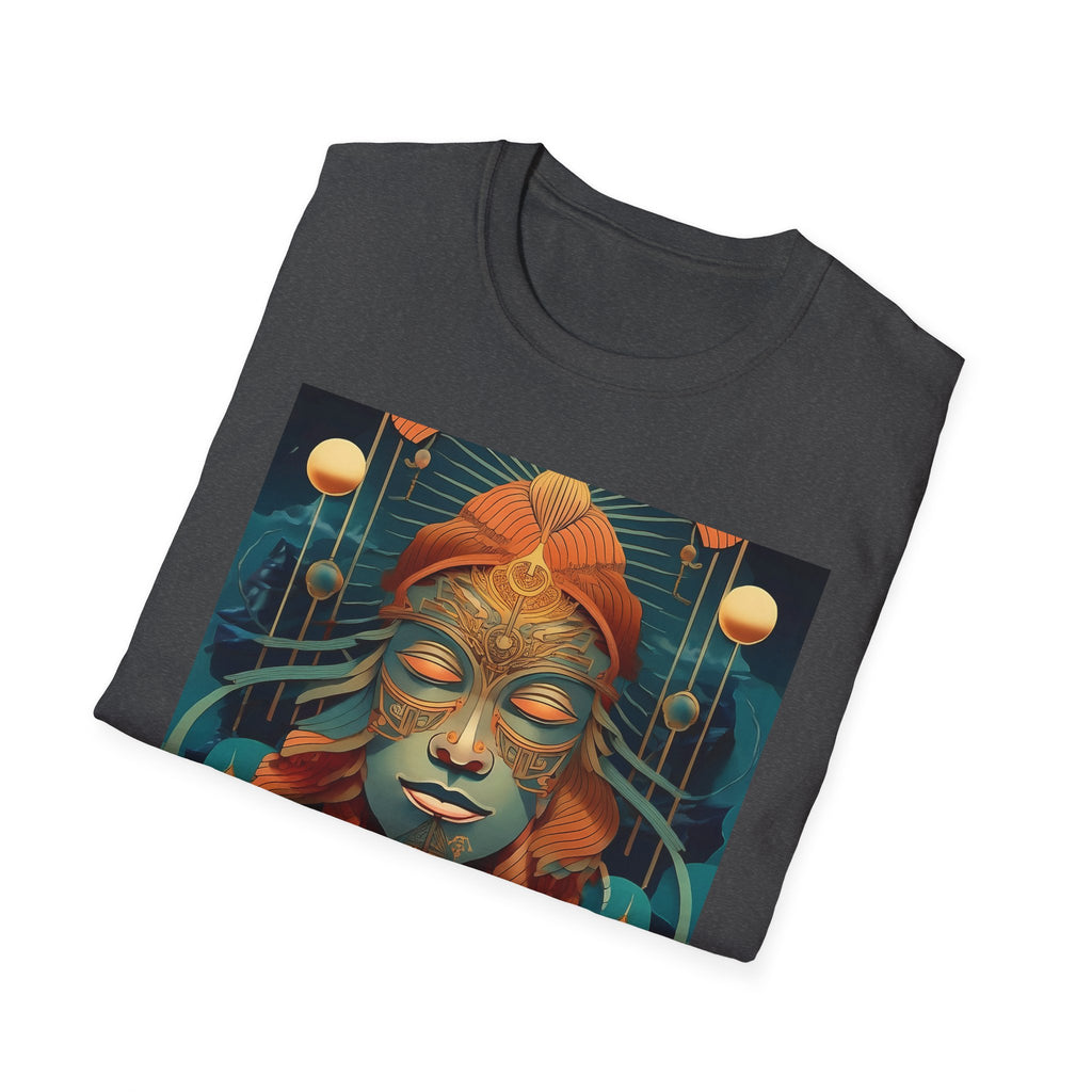 Meditative Goddess T-Shirt — Tranquil Floral Face Art Tee