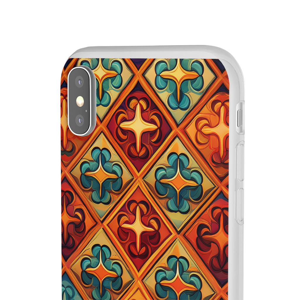 Vintage Tile Pattern Phone Case — Retro Moroccan Geometric Flexi Case