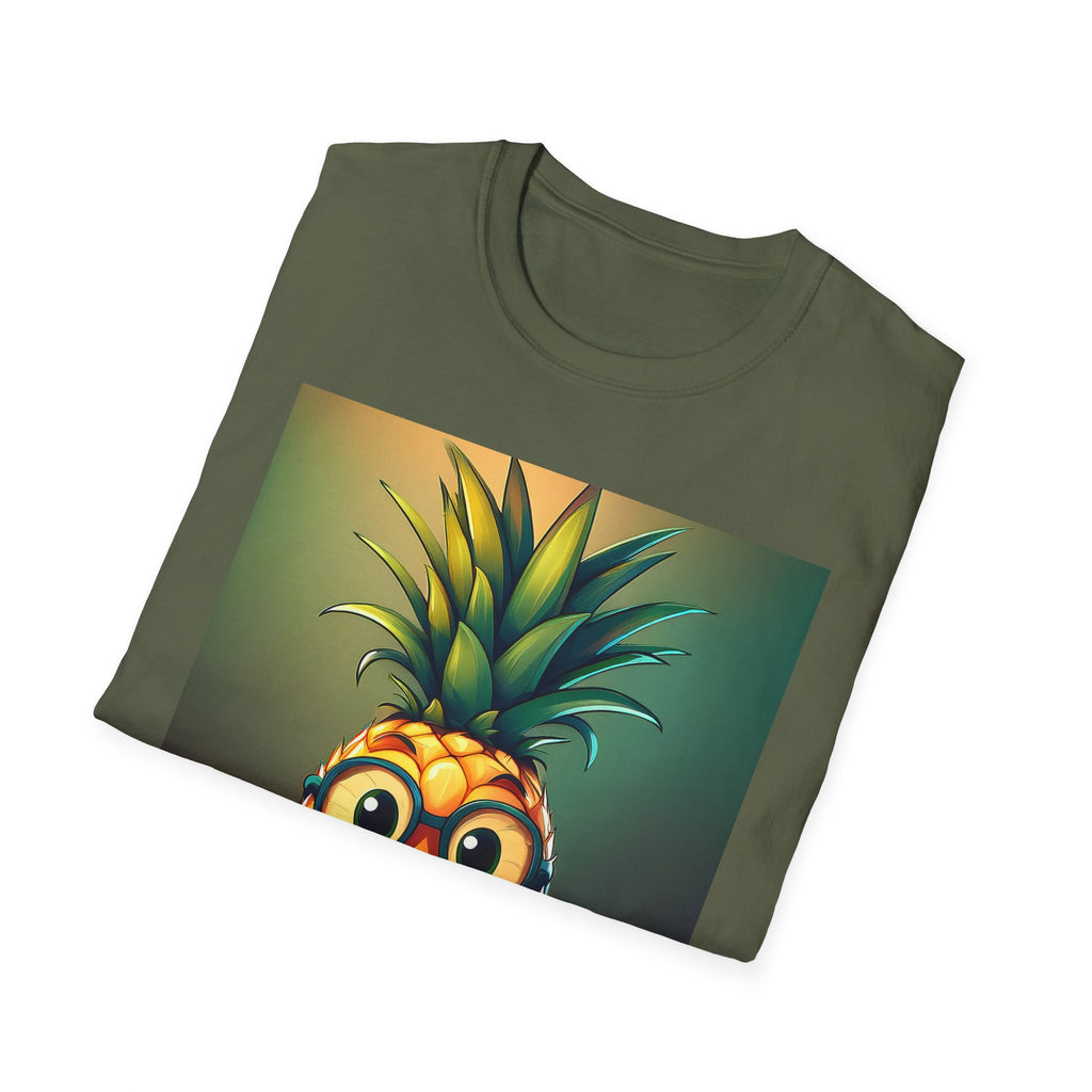 Pineapple Cartoon T-Shirt — Cute Smiling Pineapple with Glasses Tee