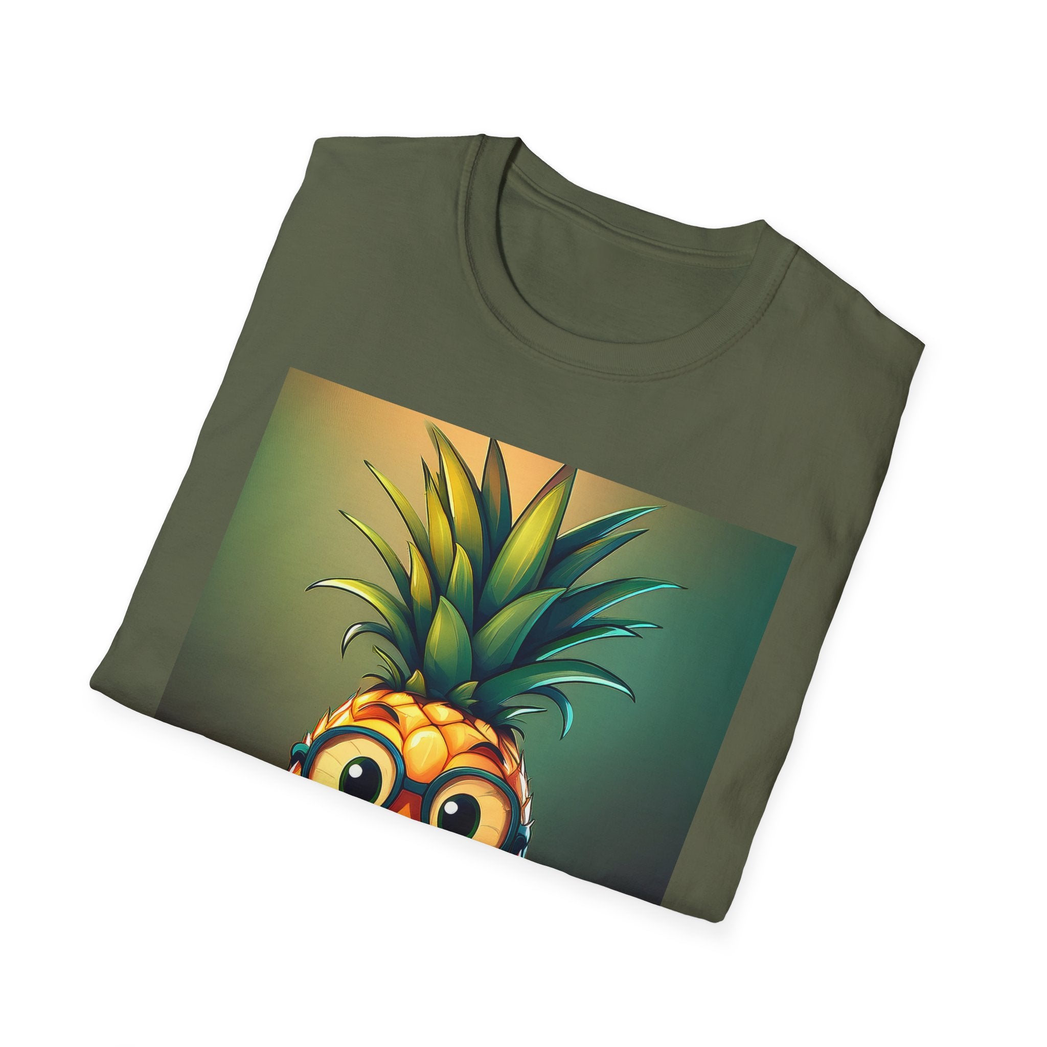Pineapple Cartoon T-Shirt — Cute Smiling Pineapple with Glasses Tee