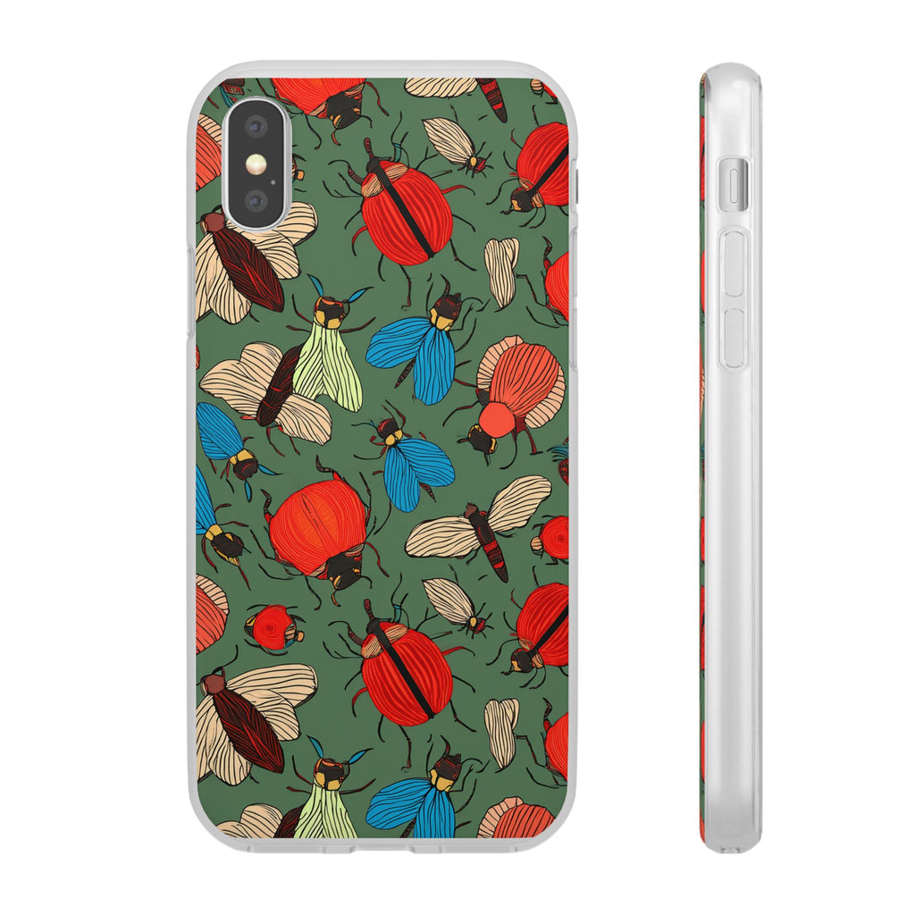 Bug Pattern Phone Case — Colorful Beetles & Flies Design