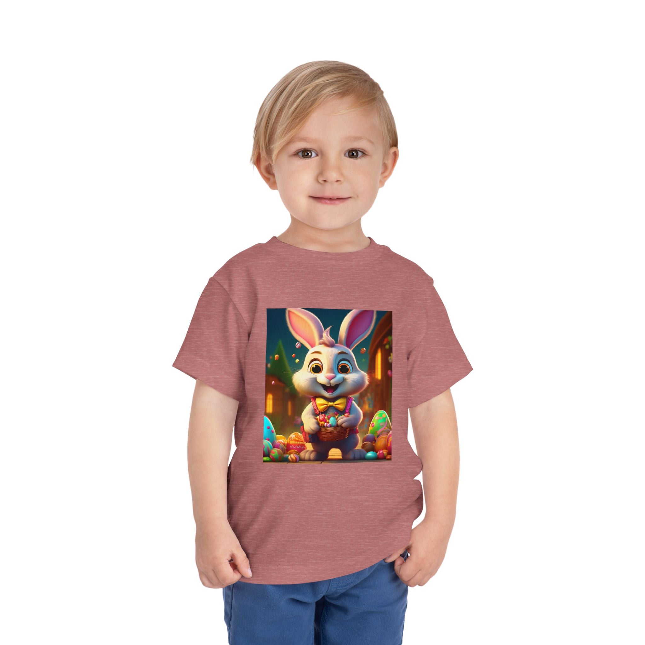 Easter Bunny Toddler Tee — Cute Bunny with Eggs Graphic Shirt