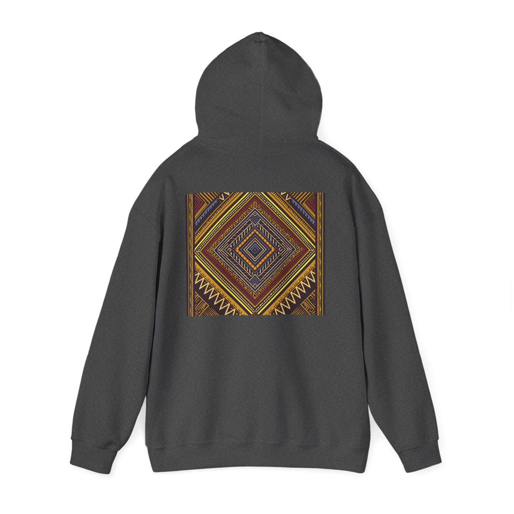 Boho Geometric Diamond Hoodie – Earthy Tribal Pattern Pullover