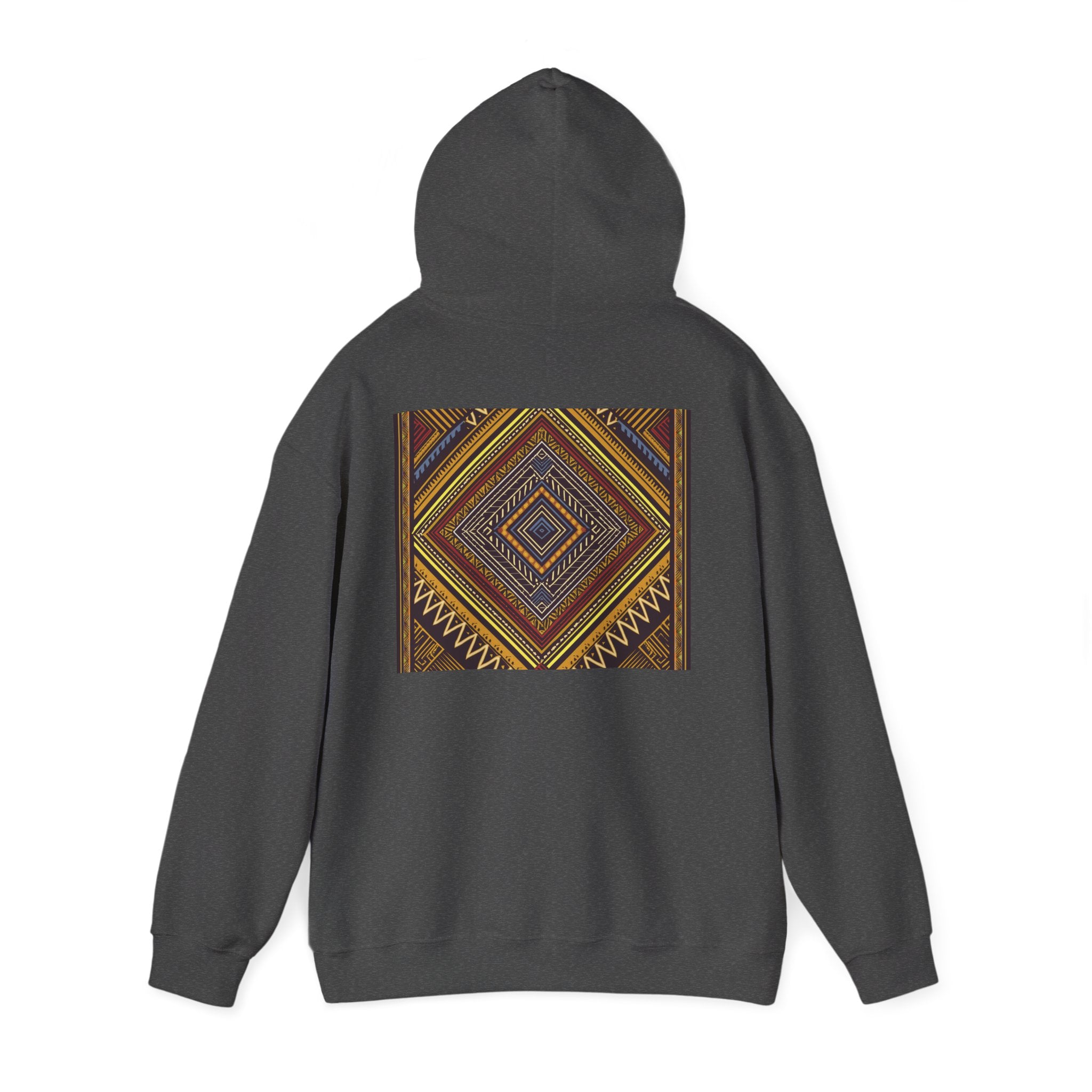 Boho Geometric Diamond Hoodie – Earthy Tribal Pattern Pullover