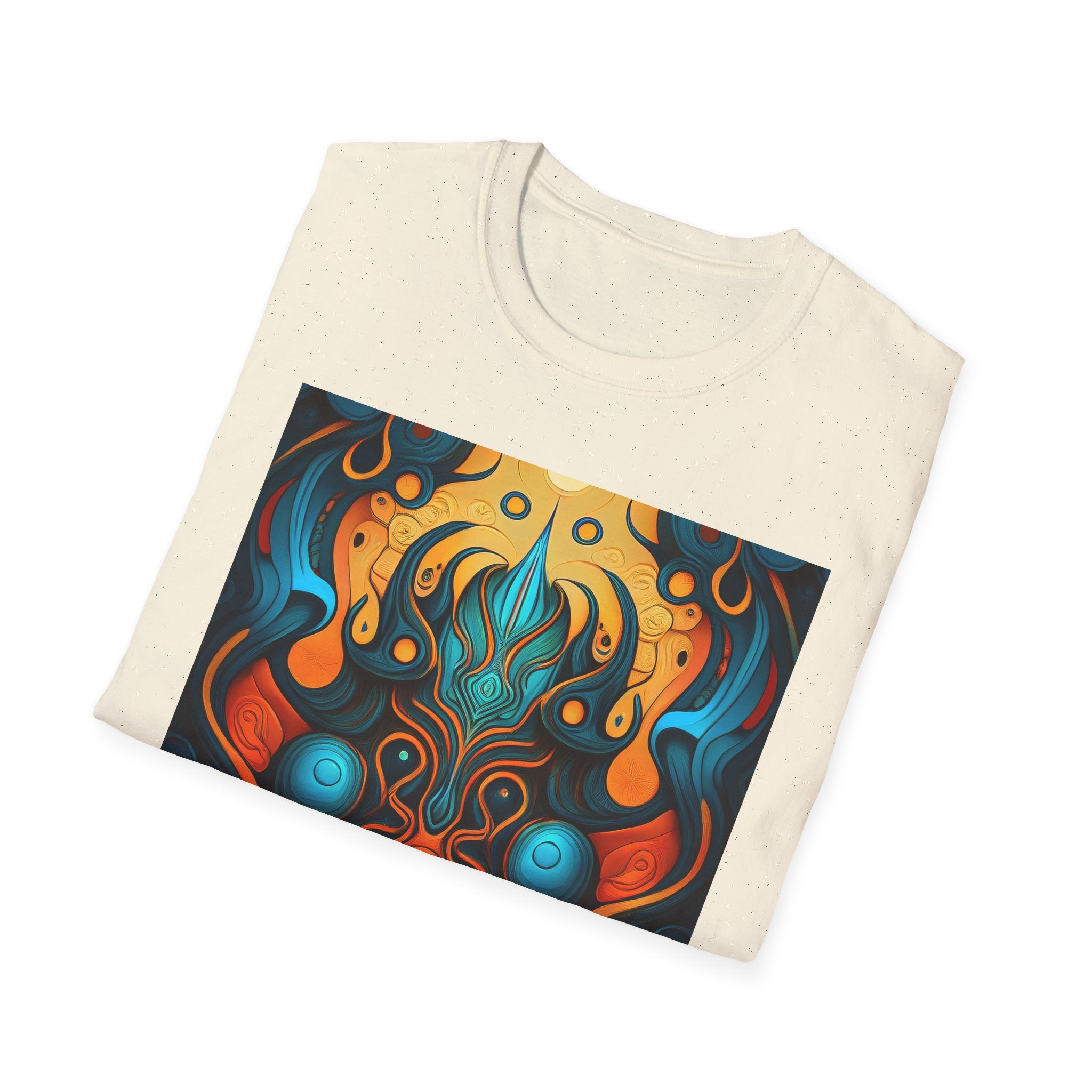 Psychedelic Abstract Mask T-Shirt — Vibrant Tribal Floral Art Tee