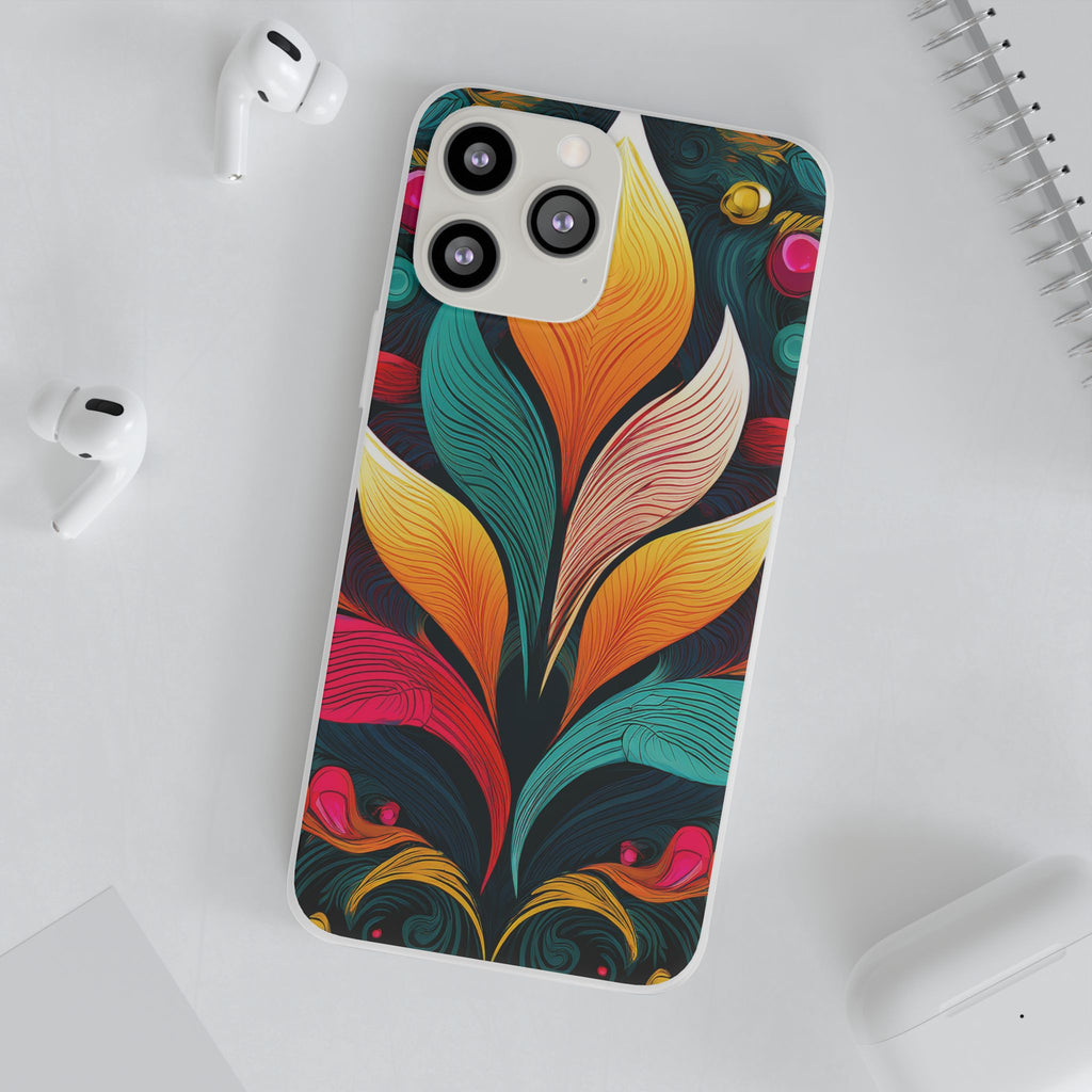 Floral Swirl Phone Case — Vibrant Boho Leaf Art Protective Cover