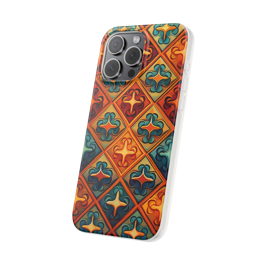 Vintage Tile Pattern Phone Case — Retro Moroccan Geometric Flexi Case