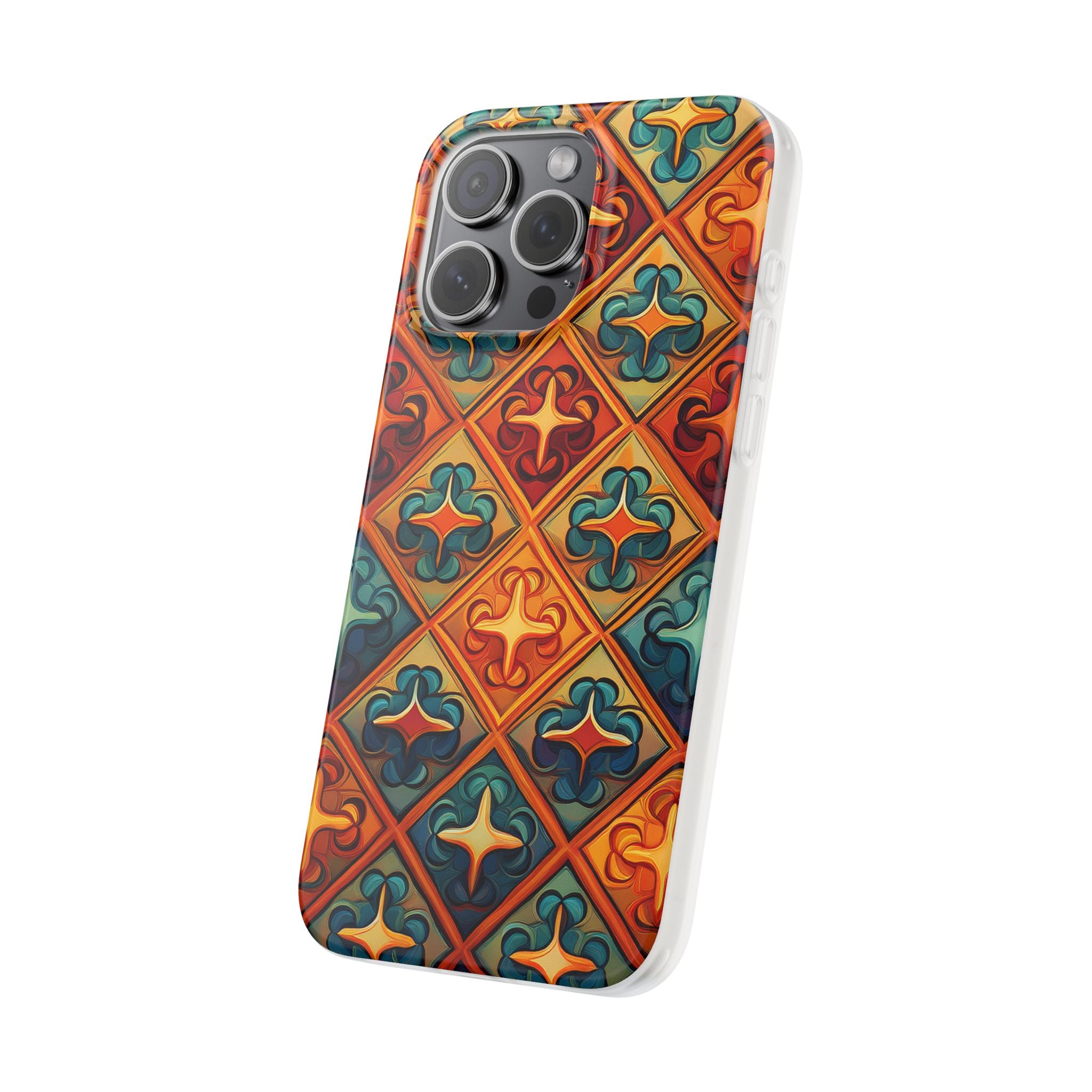 Vintage Tile Pattern Phone Case — Retro Moroccan Geometric Flexi Case