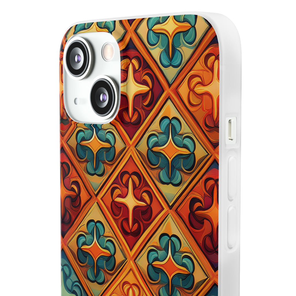 Vintage Tile Pattern Phone Case — Retro Moroccan Geometric Flexi Case