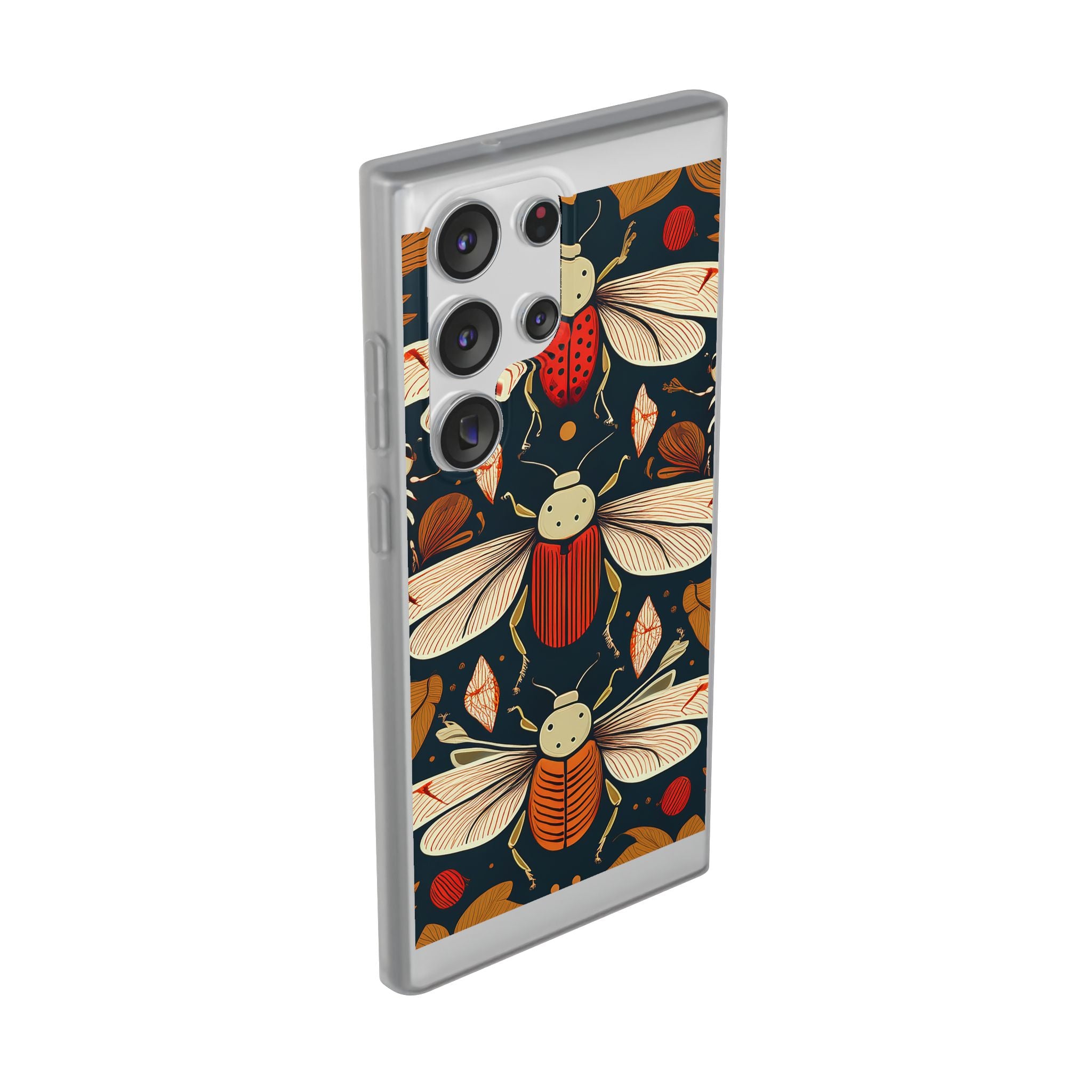 Bug Pattern Phone Case — Vintage Floral Firefly Design