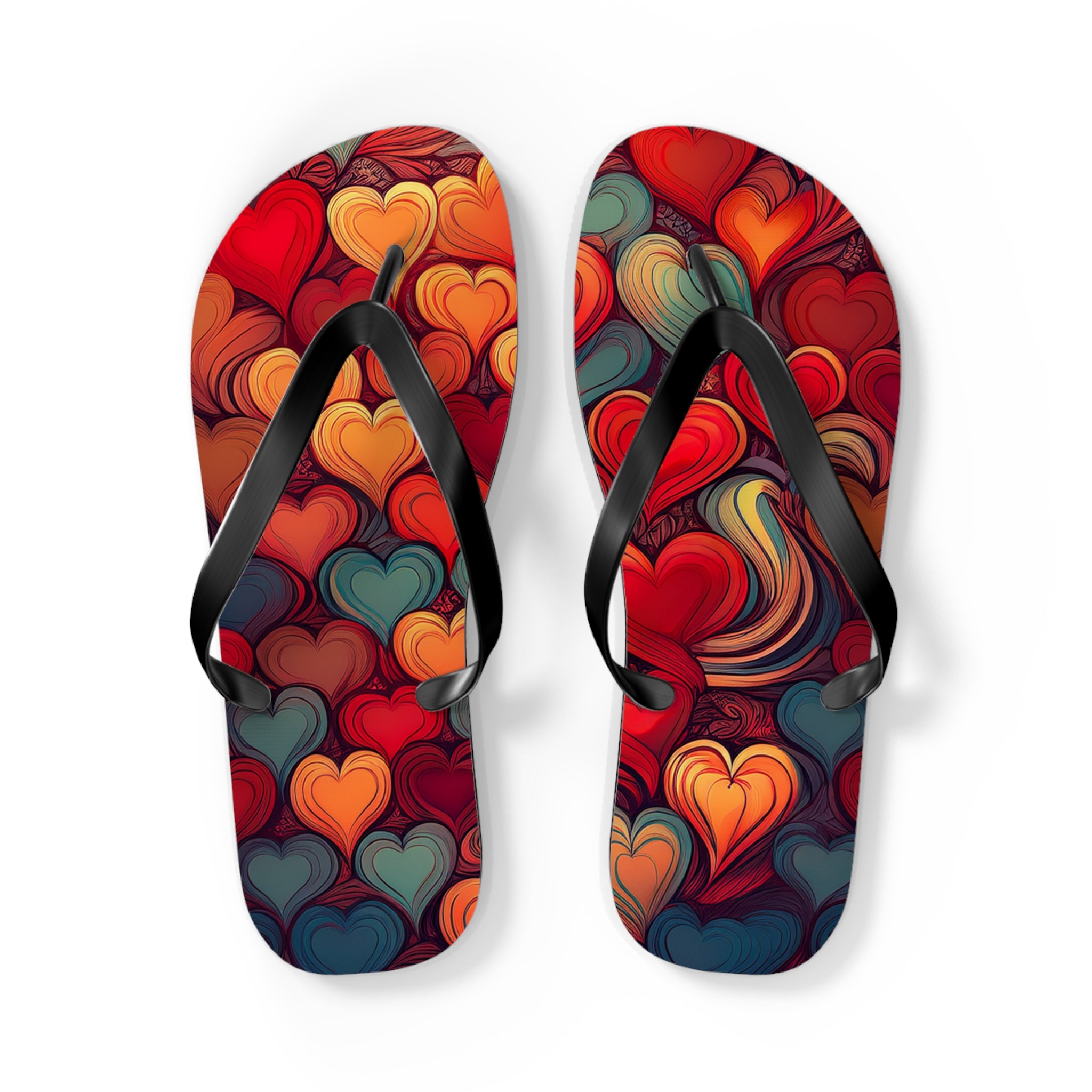 Heart Pattern Flip Flops — Colorful Romantic Summer Sandals
