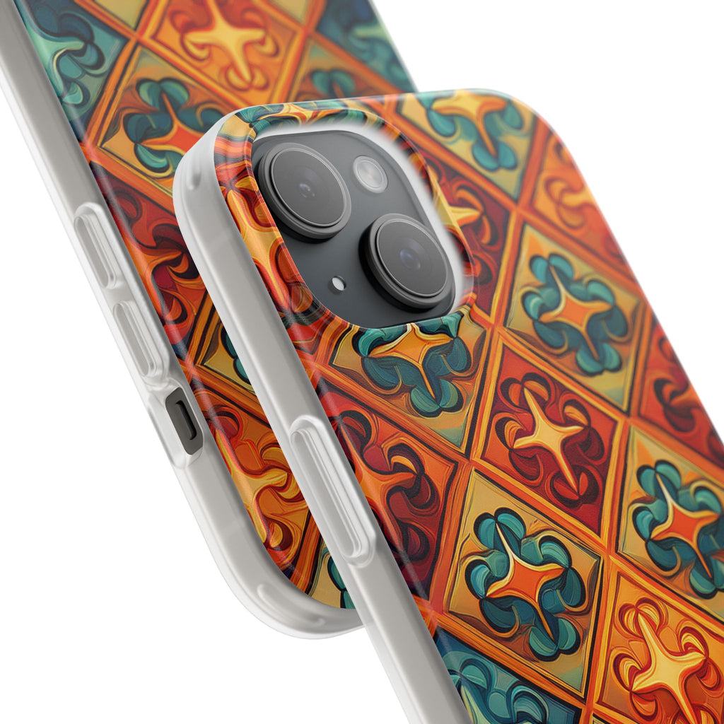 Vintage Tile Pattern Phone Case — Retro Moroccan Geometric Flexi Case
