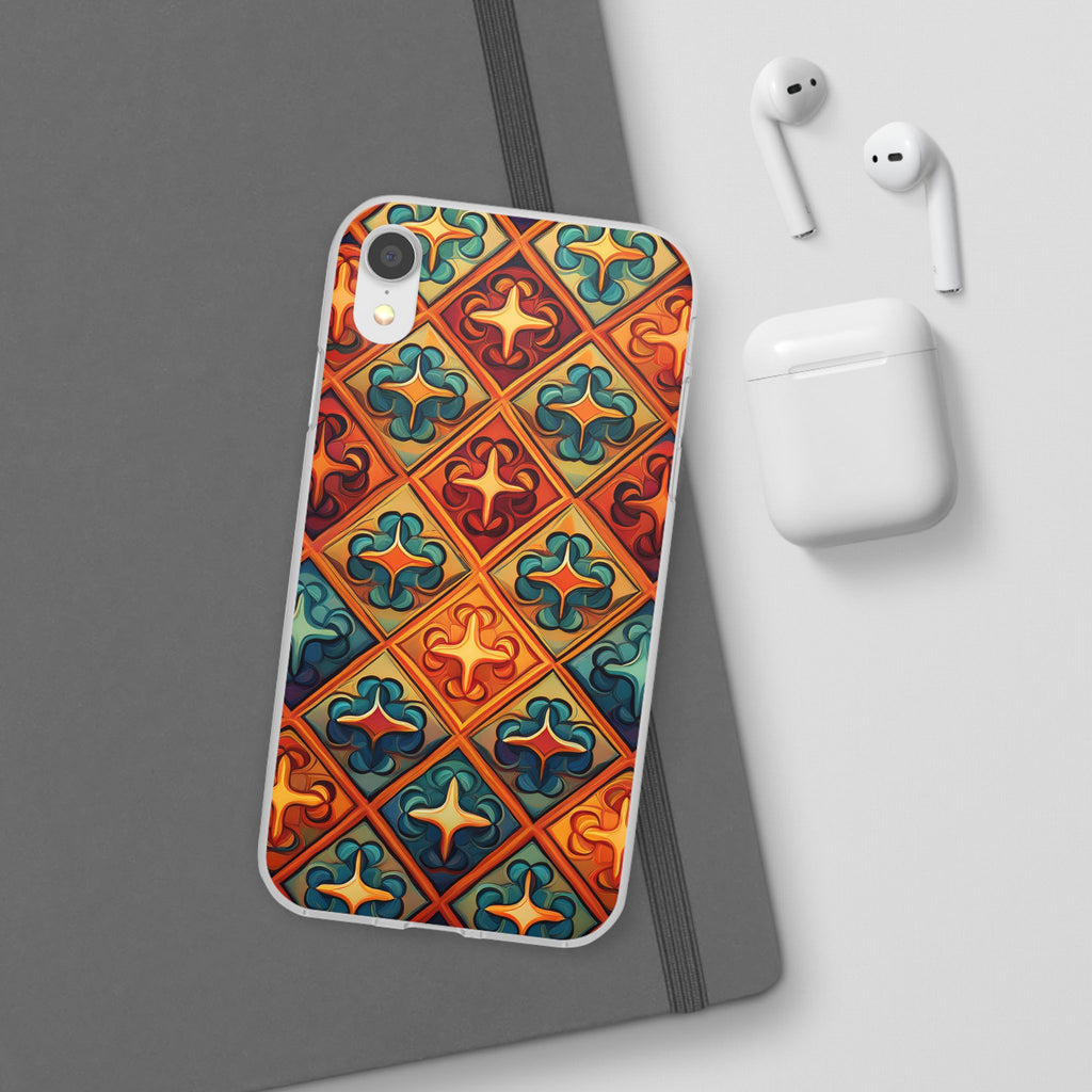Vintage Tile Pattern Phone Case — Retro Moroccan Geometric Flexi Case
