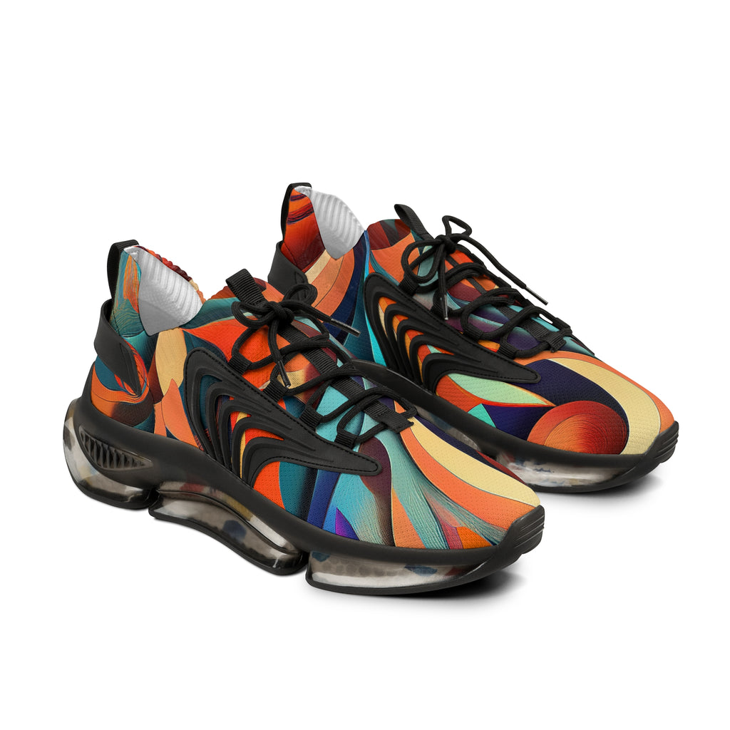 Mesh Sneakers — Retro Abstract Swirl Athletic Shoes