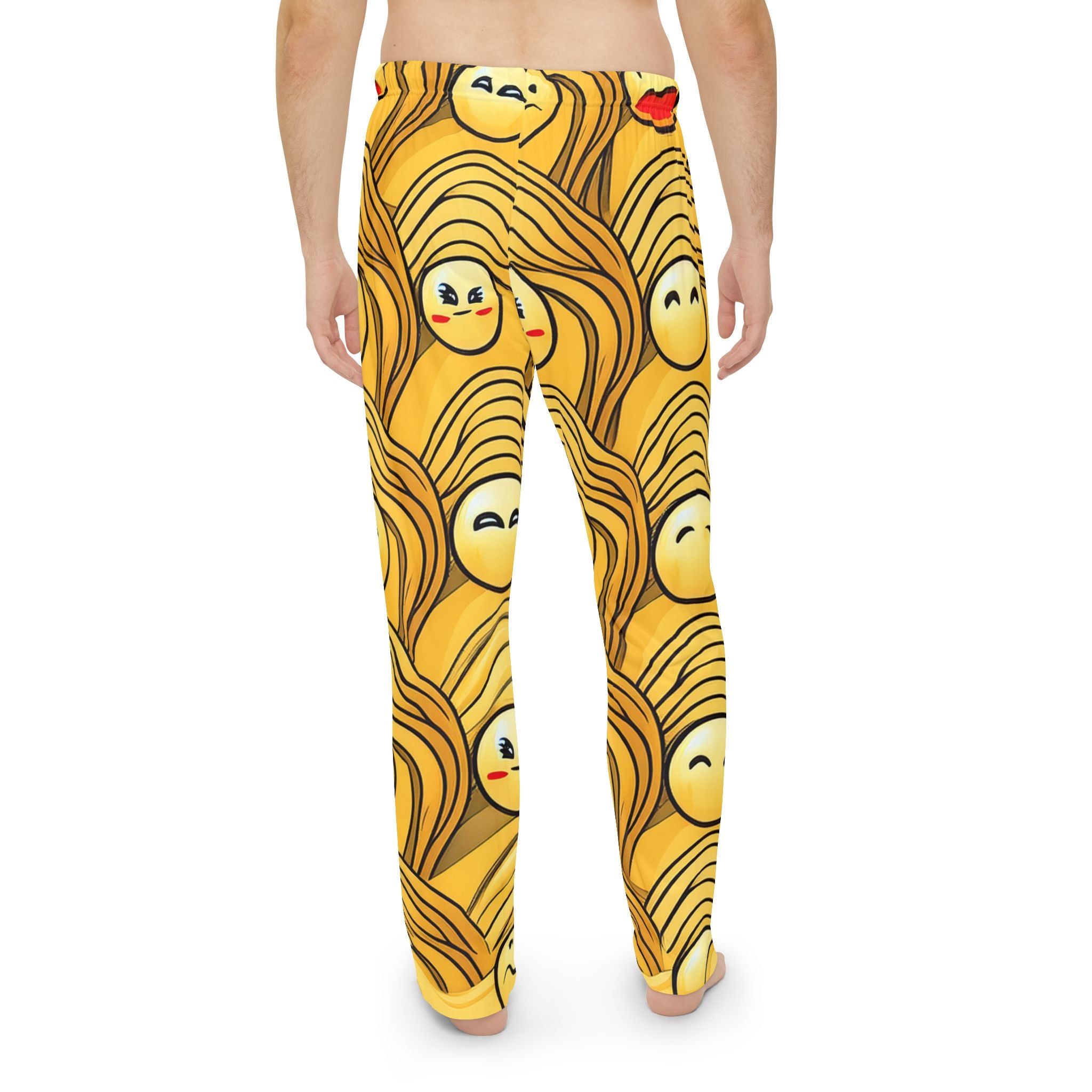 Emoji Pattern Pajama Pants — Yellow Smile Lounge Pants