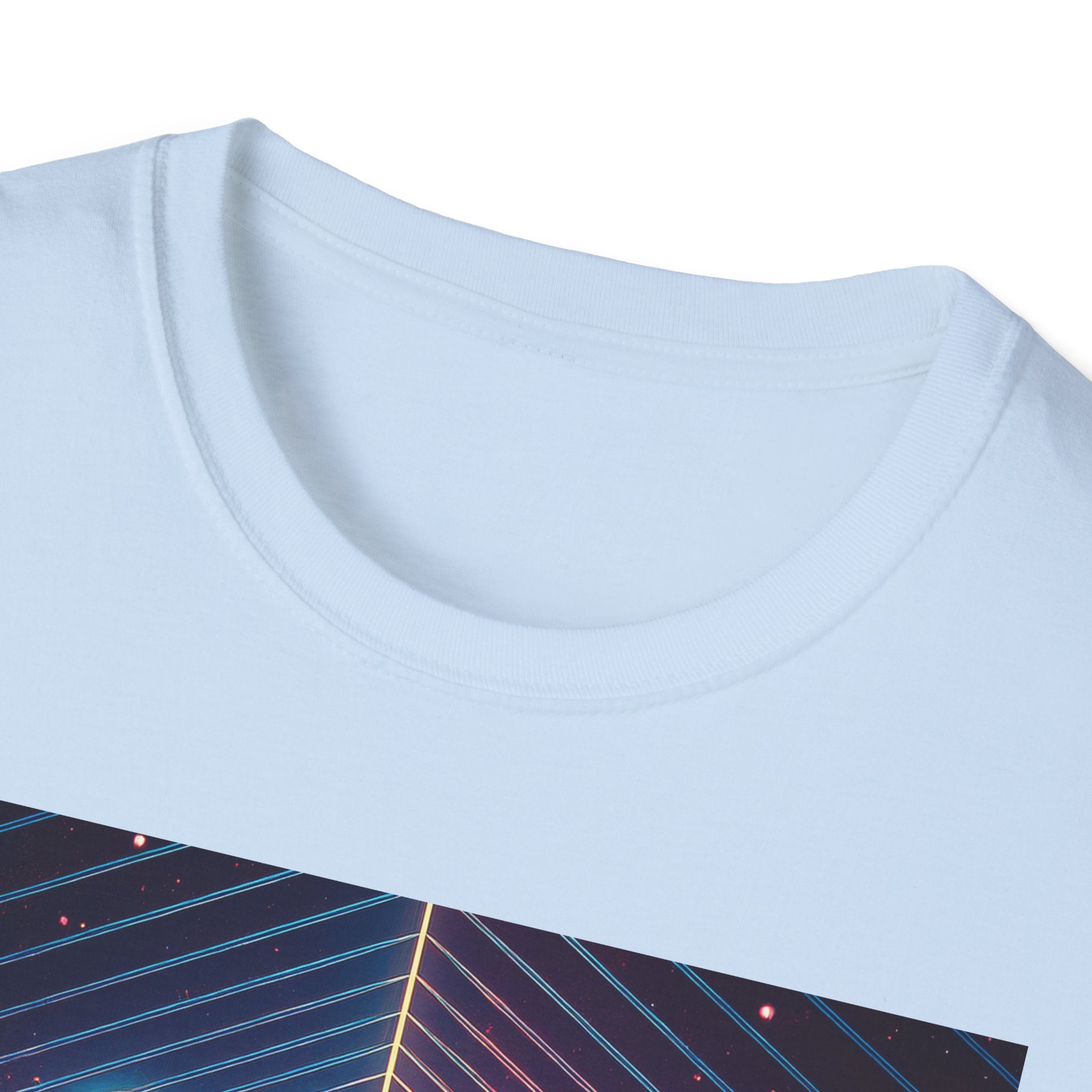 Retro Futuristic Space Tee — Neon Geometric Galaxy T-Shirt