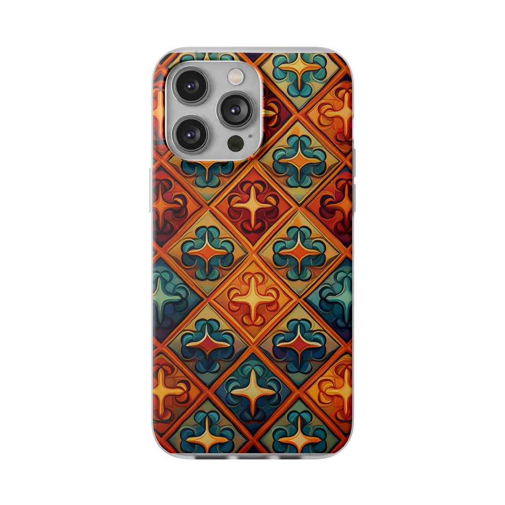 Vintage Tile Pattern Phone Case — Retro Moroccan Geometric Flexi Case