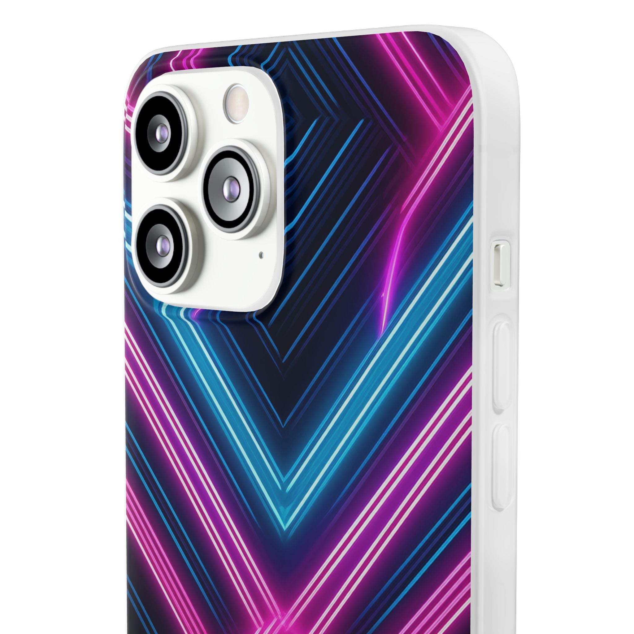 Neon Geometric Phone Case – Retro Vibes Blue & Pink Flexi Case