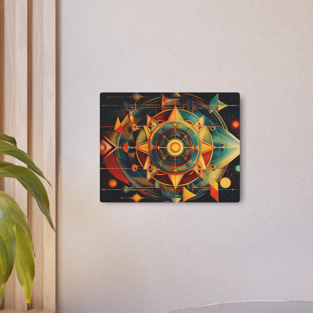 Geometric Compass Metal Art Sign — Abstract Nautical Wall Decor