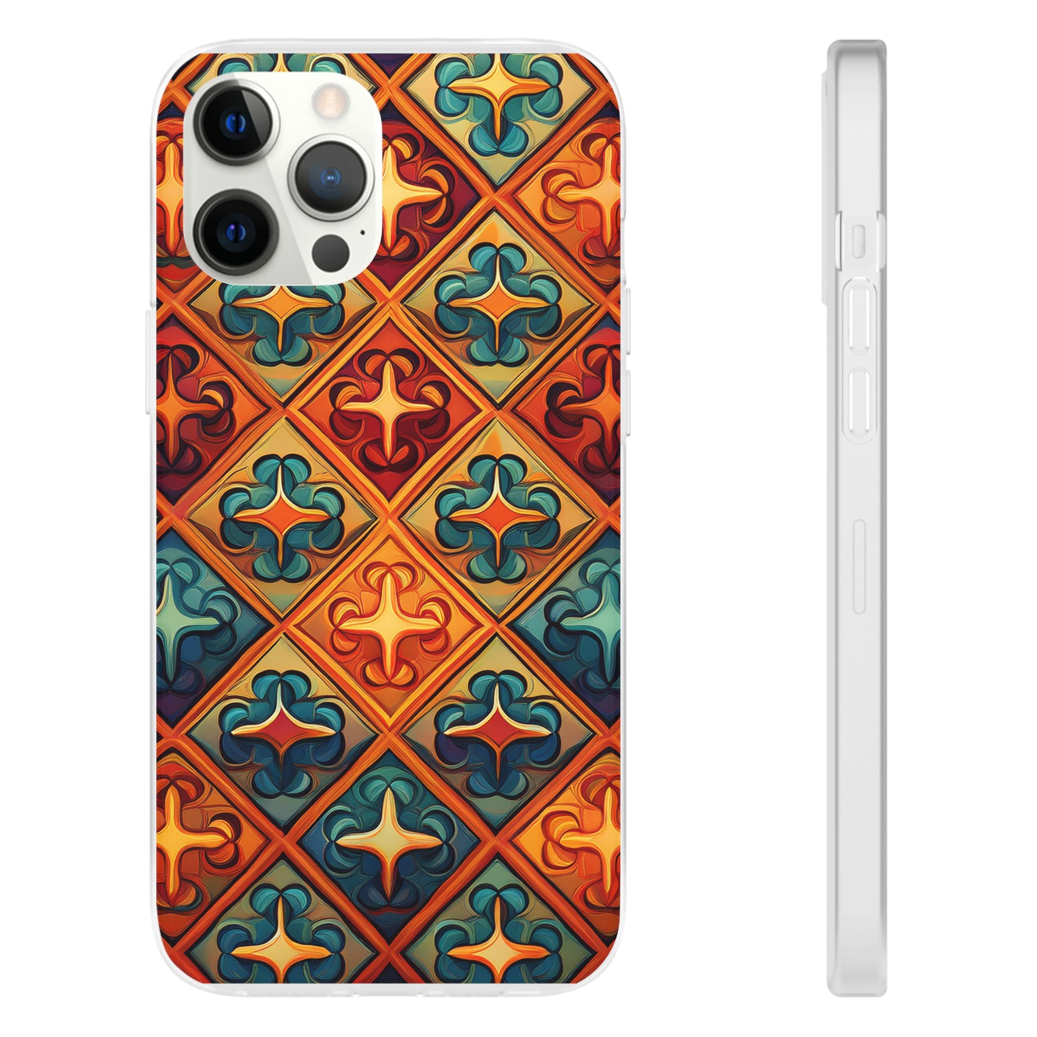Vintage Tile Pattern Phone Case — Retro Moroccan Geometric Flexi Case