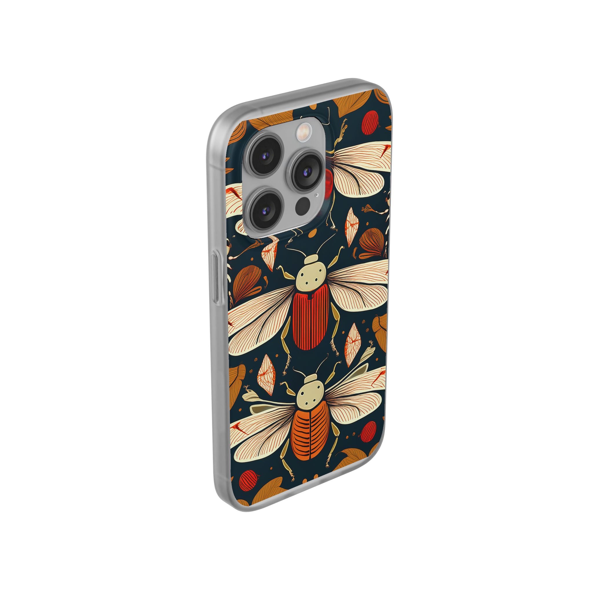 Bug Pattern Phone Case — Vintage Floral Firefly Design