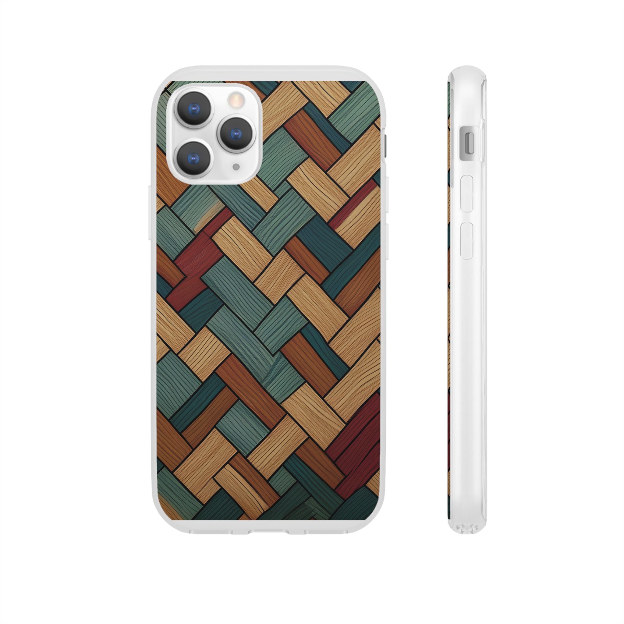 Woven Wood Pattern Phone Case — Rustic Geometric iPhone Flexi Case
