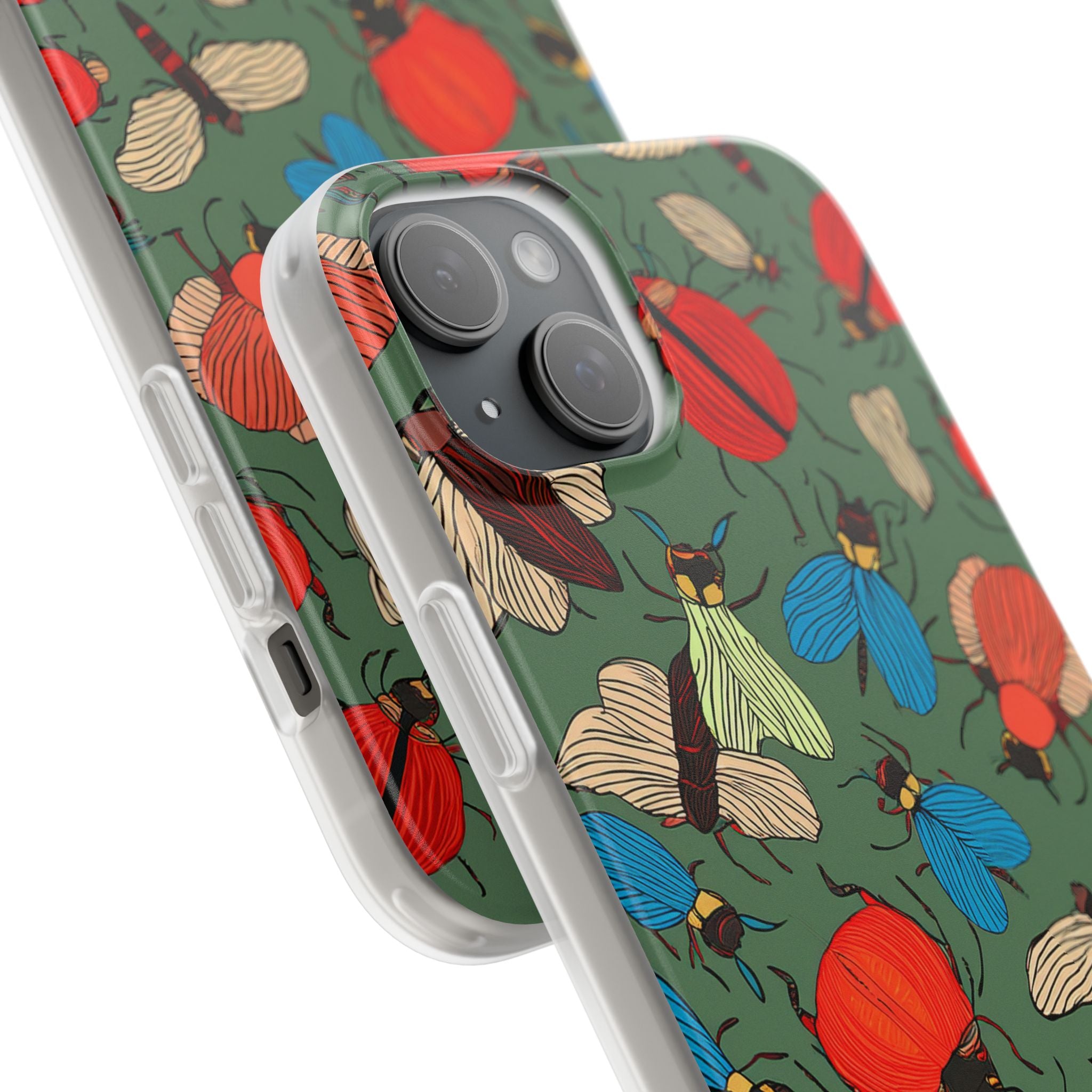 Bug Pattern Phone Case — Colorful Beetles & Flies Design