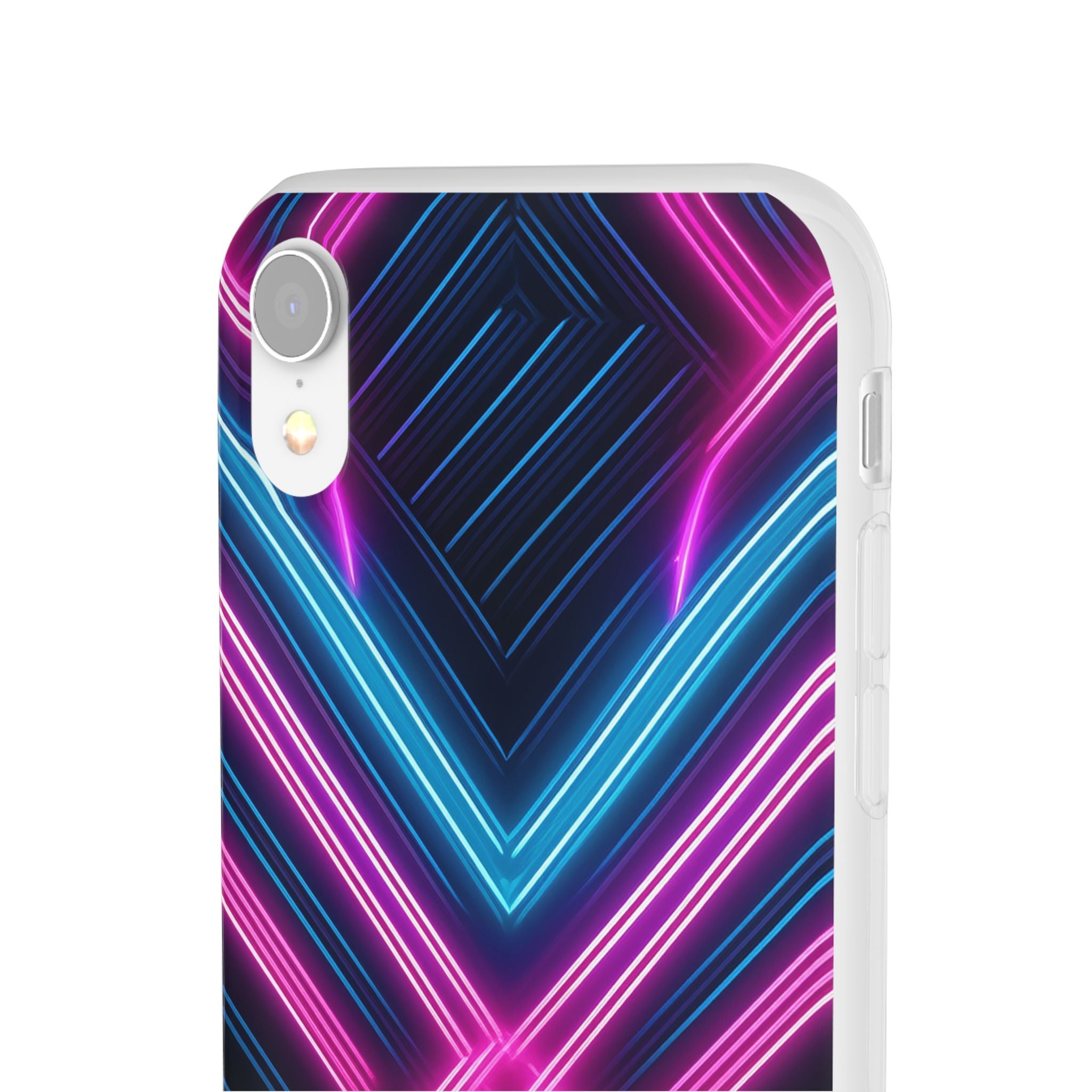 Neon Geometric Phone Case – Retro Vibes Blue & Pink Flexi Case