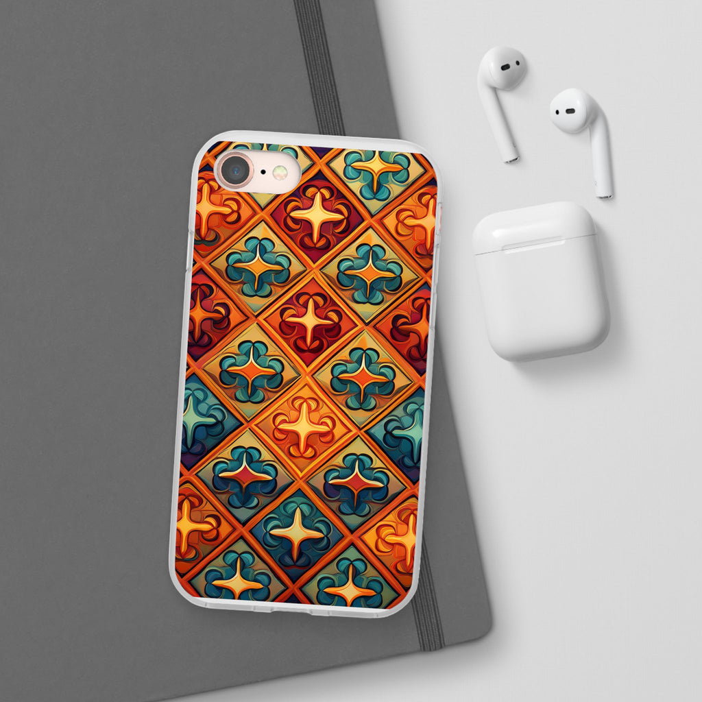 Vintage Tile Pattern Phone Case — Retro Moroccan Geometric Flexi Case