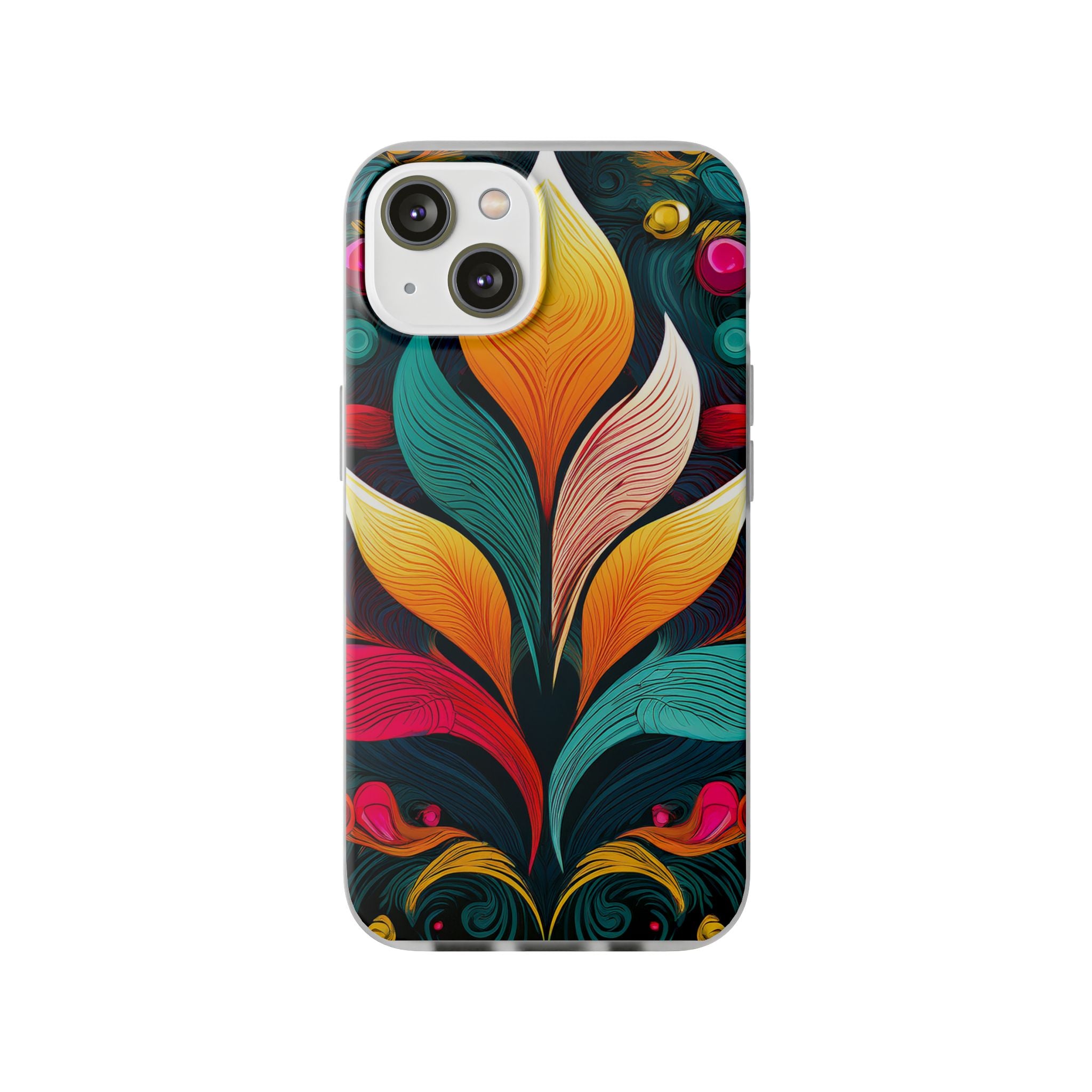Floral Swirl Phone Case — Vibrant Boho Leaf Art Protective Cover