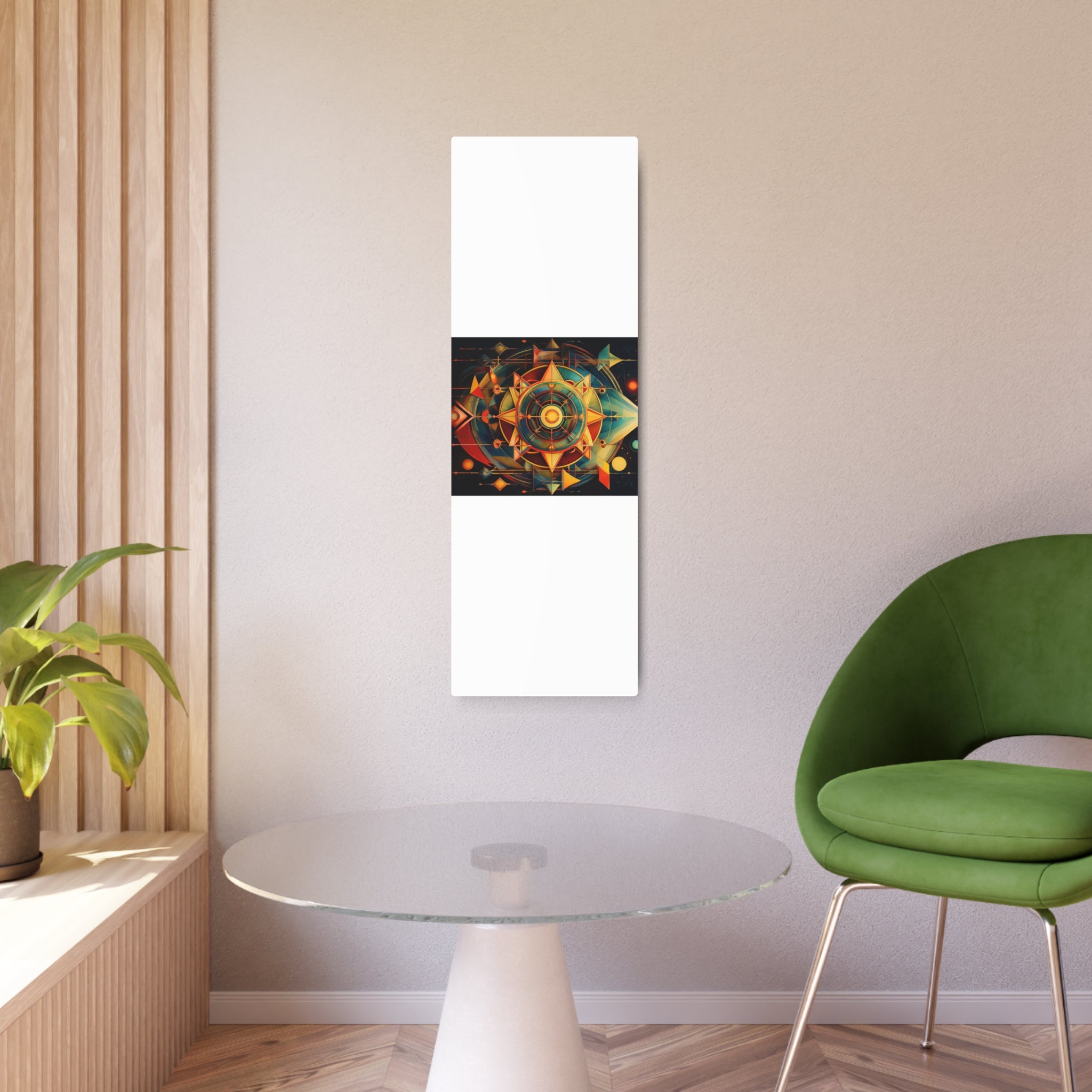 Geometric Compass Metal Art Sign — Abstract Nautical Wall Decor