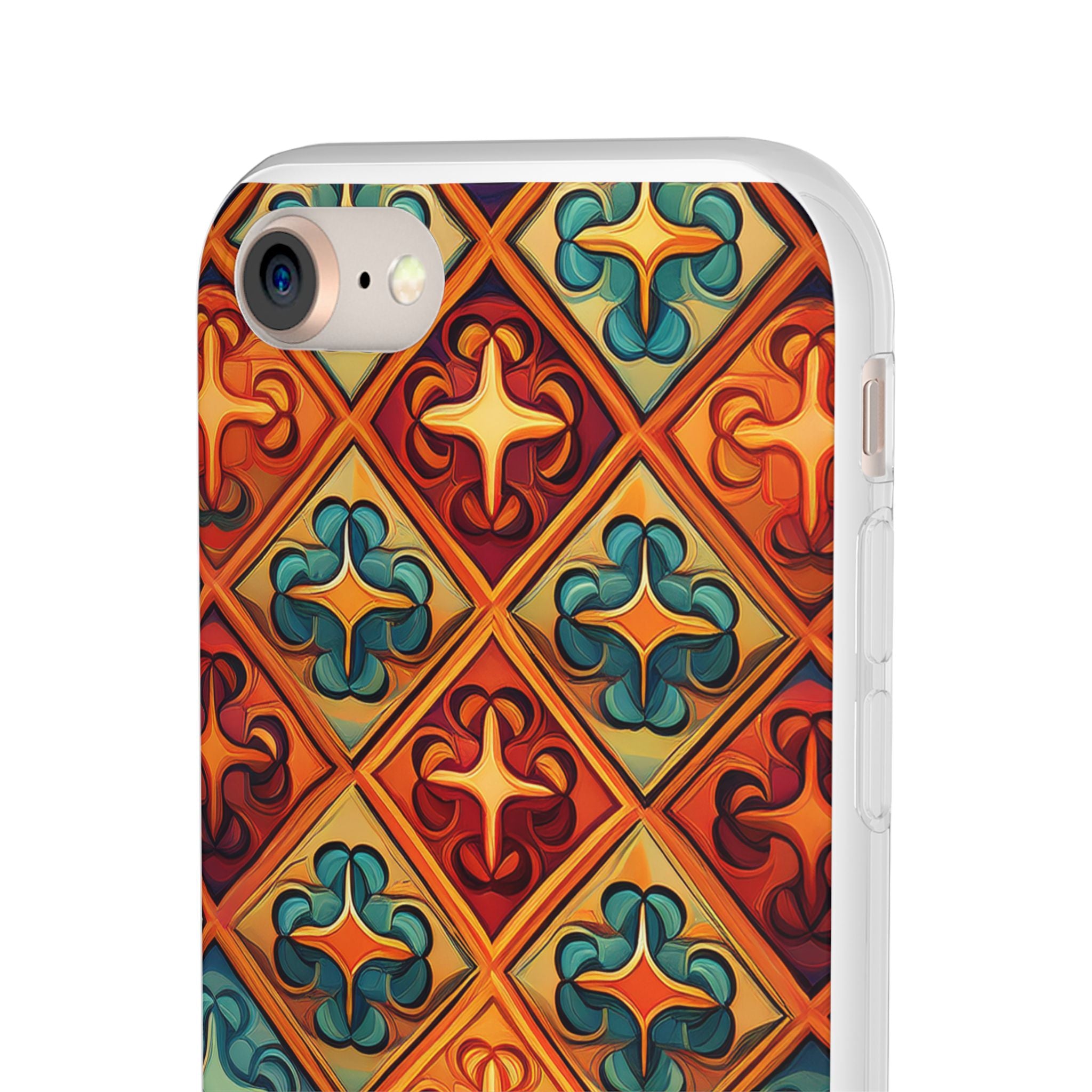 Vintage Tile Pattern Phone Case — Retro Moroccan Geometric Flexi Case