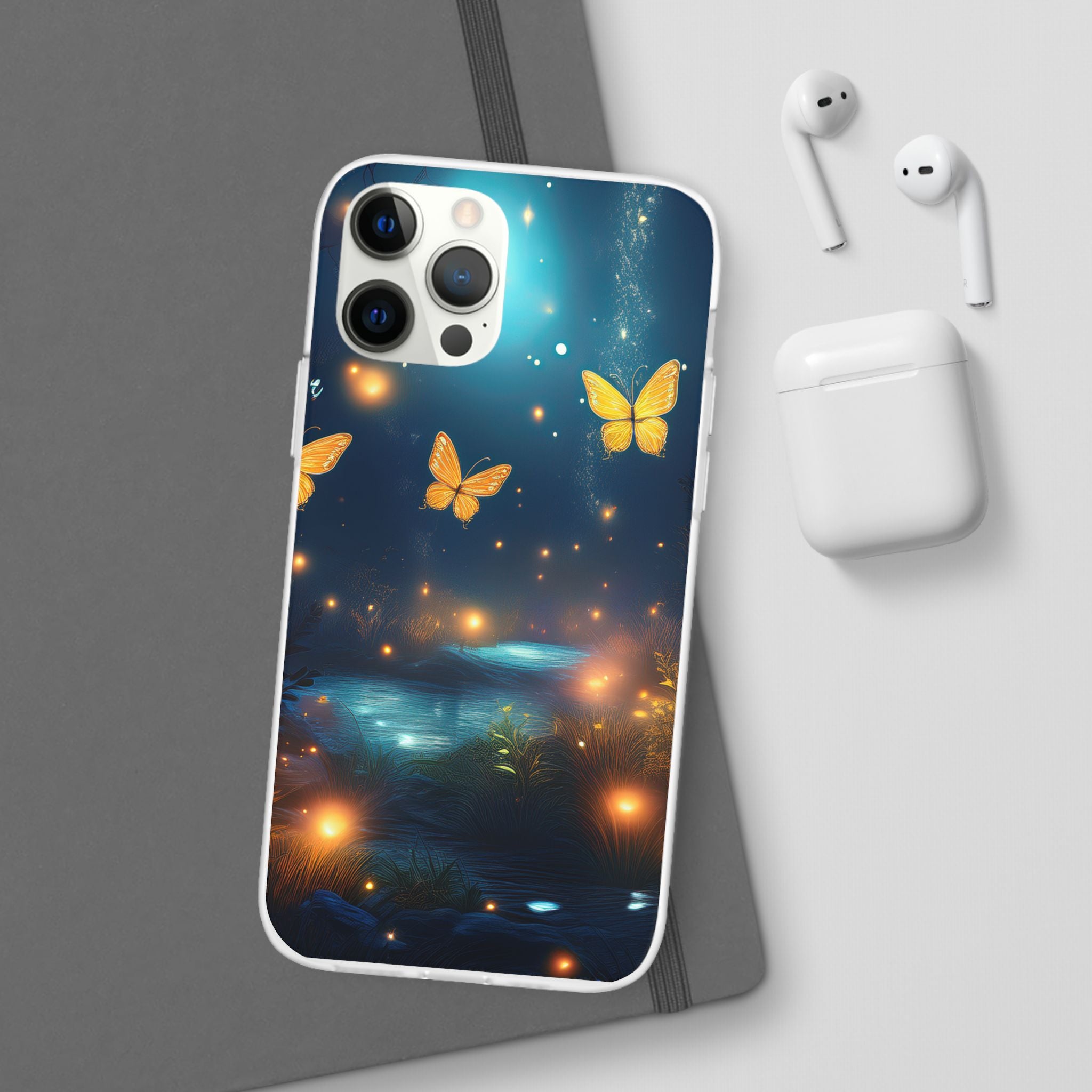 Butterfly Night Sky Phone Case – Glowing Firefly Fantasy for iPhone