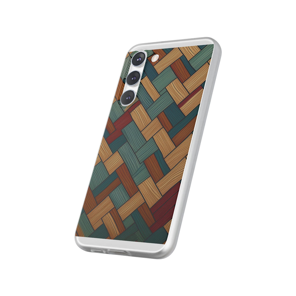 Woven Wood Pattern Phone Case — Rustic Geometric iPhone Flexi Case