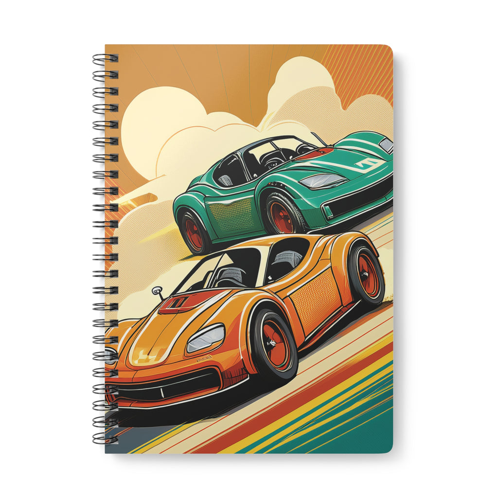Racecar A5 Wirobound Notebook – Retro Sports Cars Spiral Journal