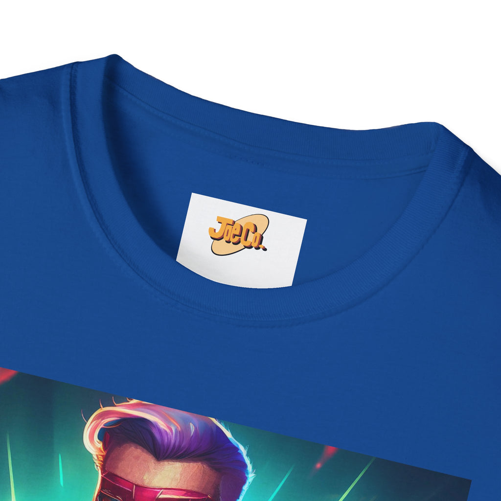 Superhero Graphic T-Shirt — Retro Neon Captain Chest Emblem