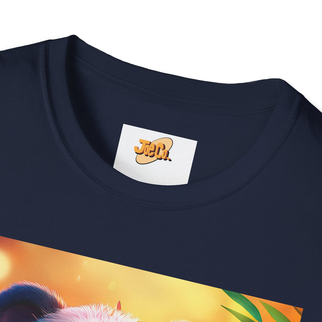 Cute Smiling Panda Graphic T-Shirt — Playful Floral Panda Tee