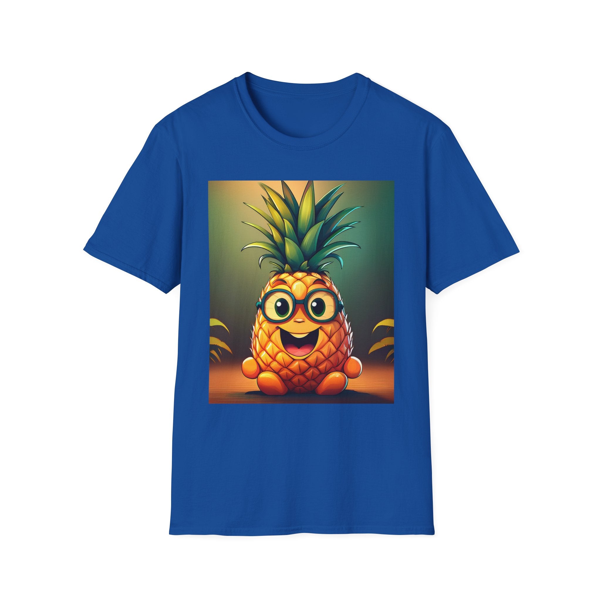Pineapple Cartoon T-Shirt — Cute Smiling Pineapple with Glasses Tee