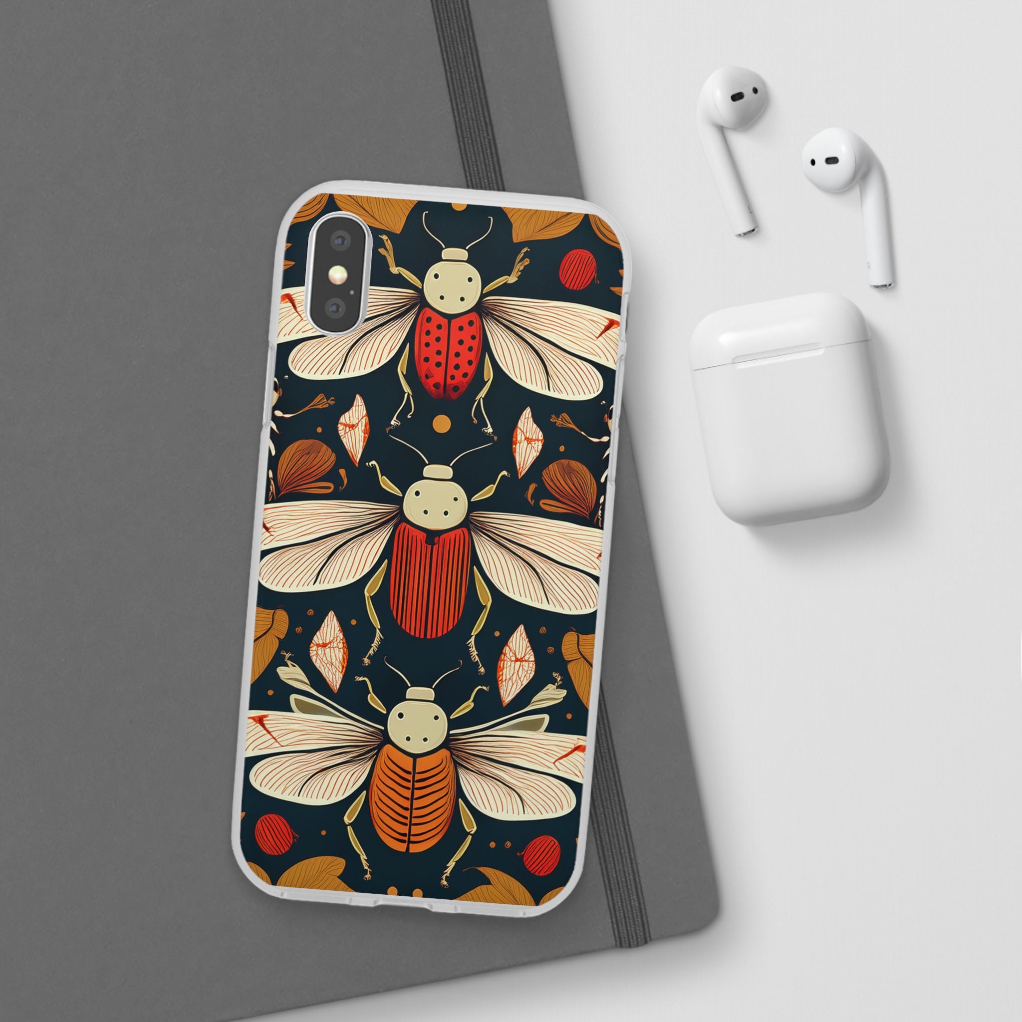 Bug Pattern Phone Case — Vintage Floral Firefly Design