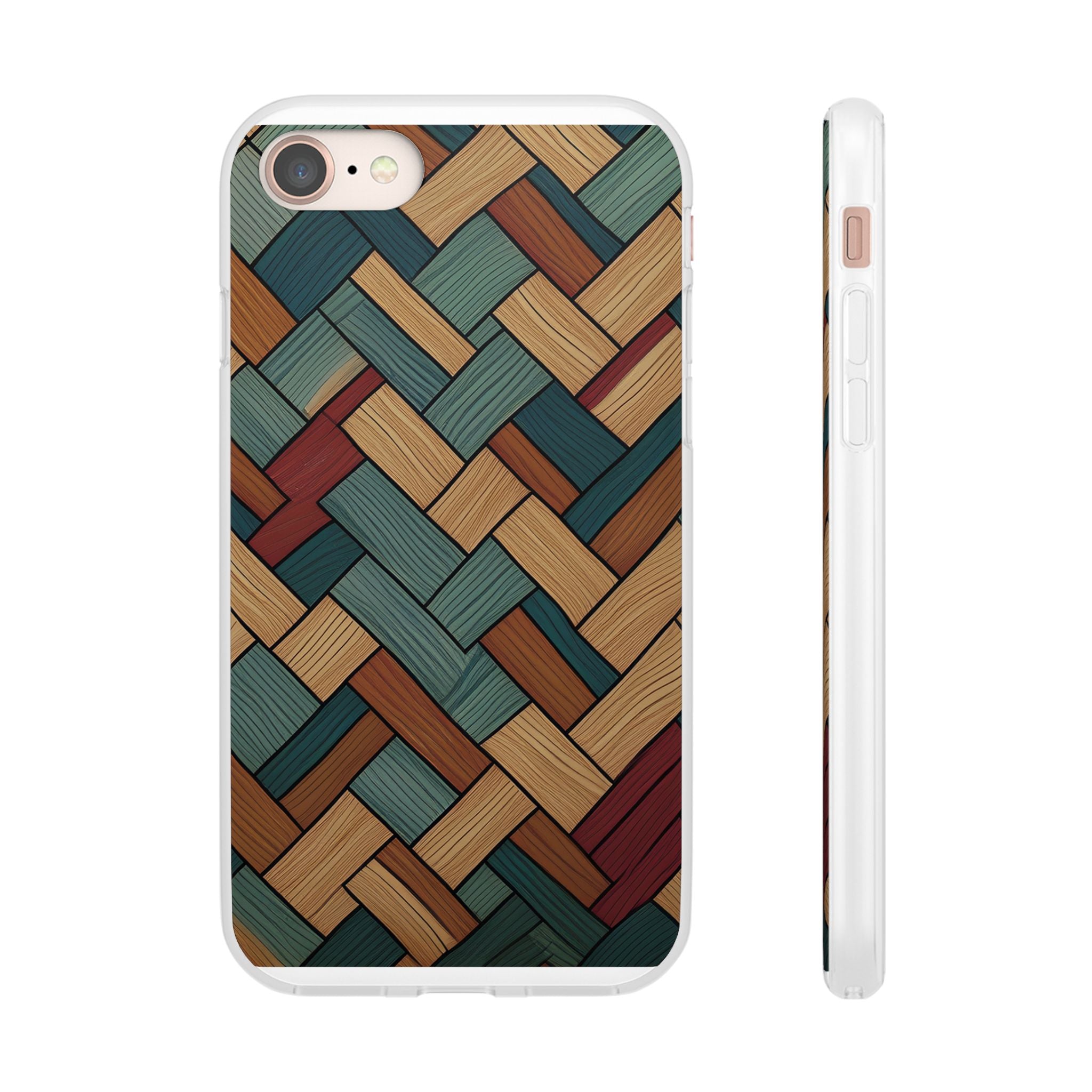 Woven Wood Pattern Phone Case — Rustic Geometric iPhone Flexi Case