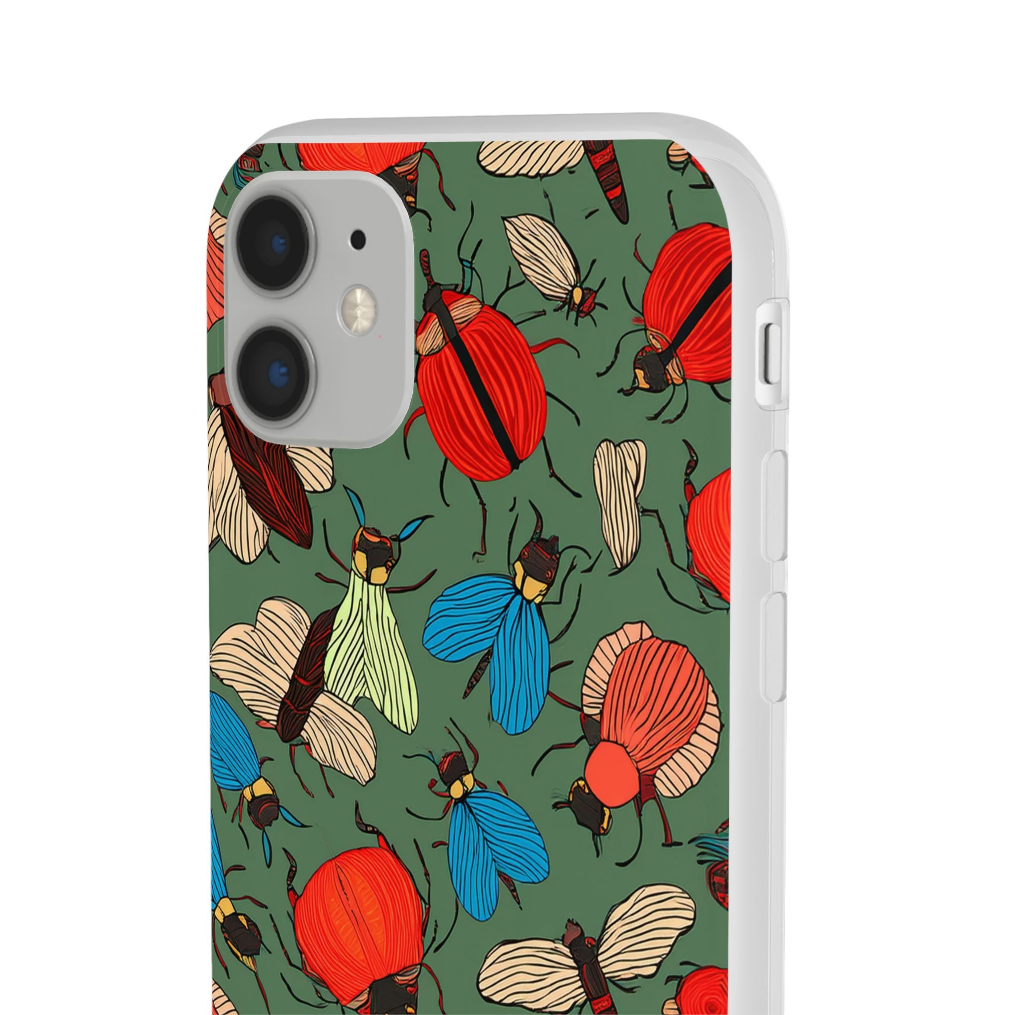 Bug Pattern Phone Case — Colorful Beetles & Flies Design