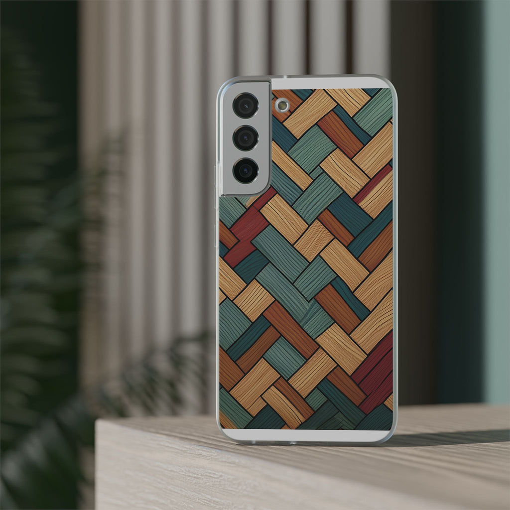 Woven Wood Pattern Phone Case — Rustic Geometric iPhone Flexi Case