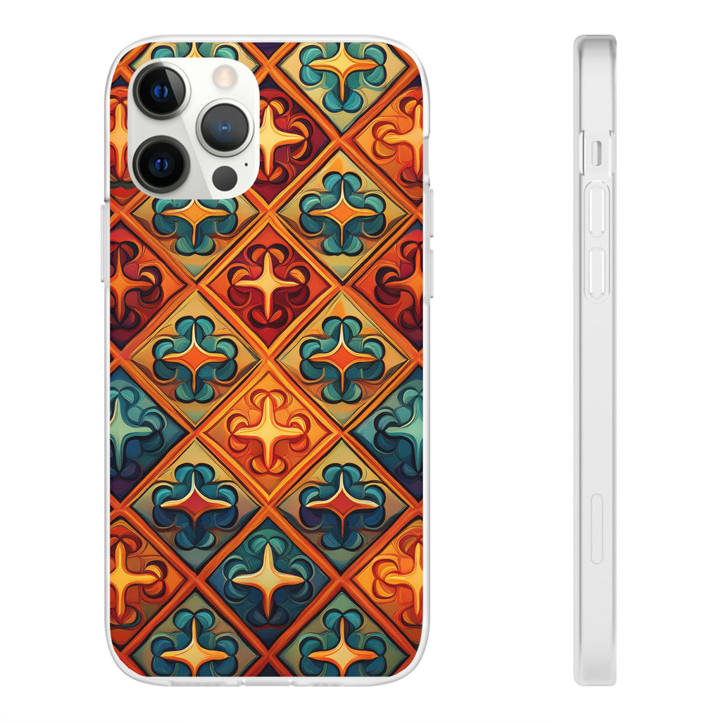 Vintage Tile Pattern Phone Case — Retro Moroccan Geometric Flexi Case