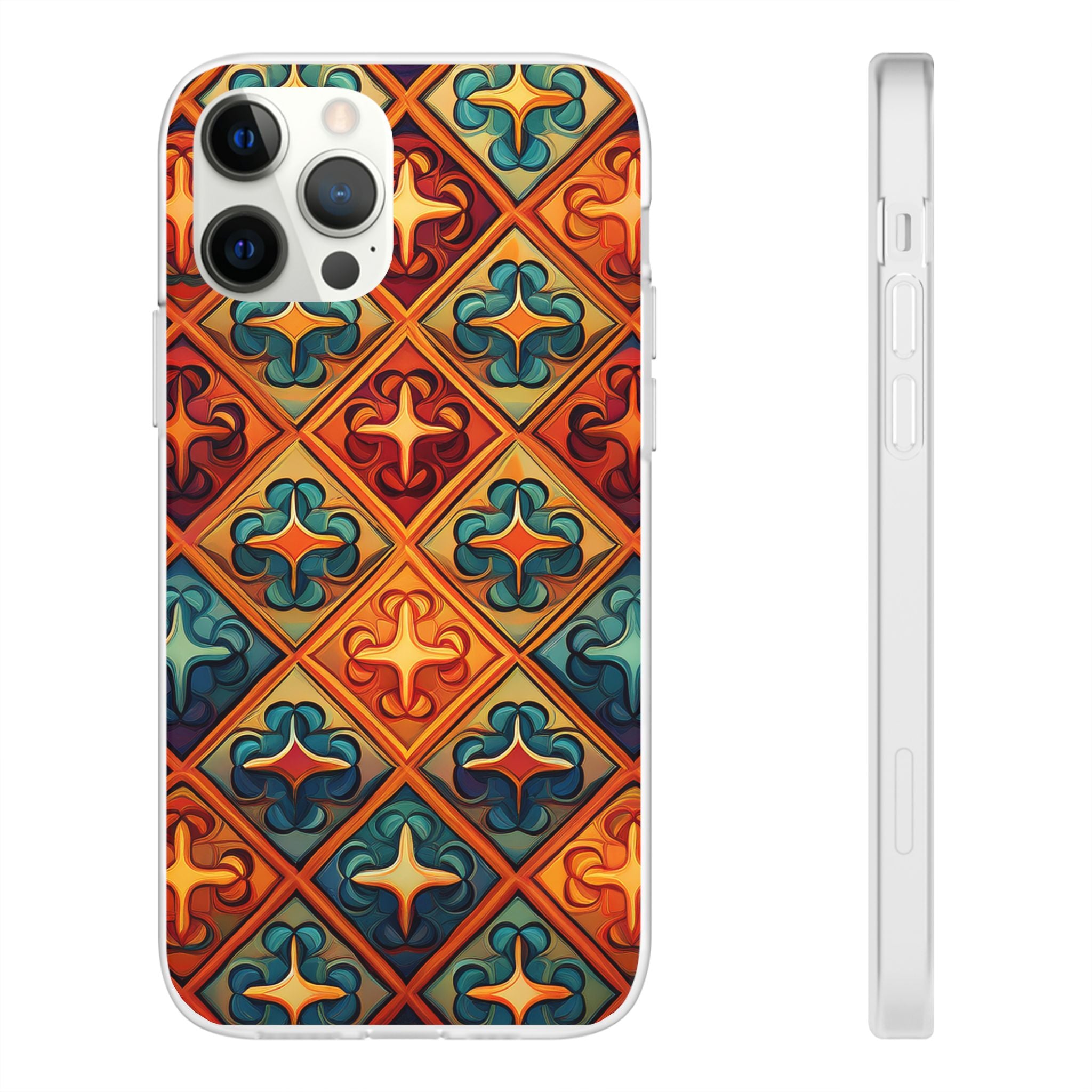 Vintage Tile Pattern Phone Case — Retro Moroccan Geometric Flexi Case