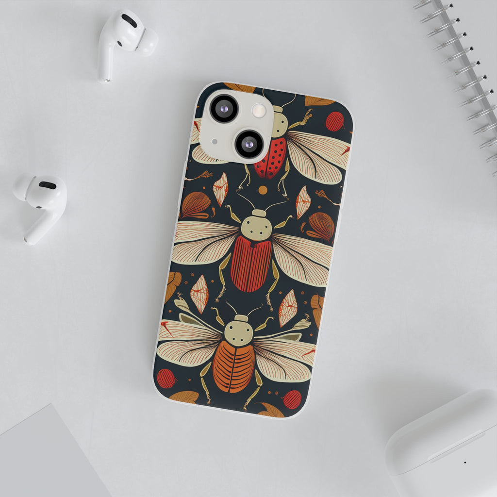 Bug Pattern Phone Case — Vintage Floral Firefly Design