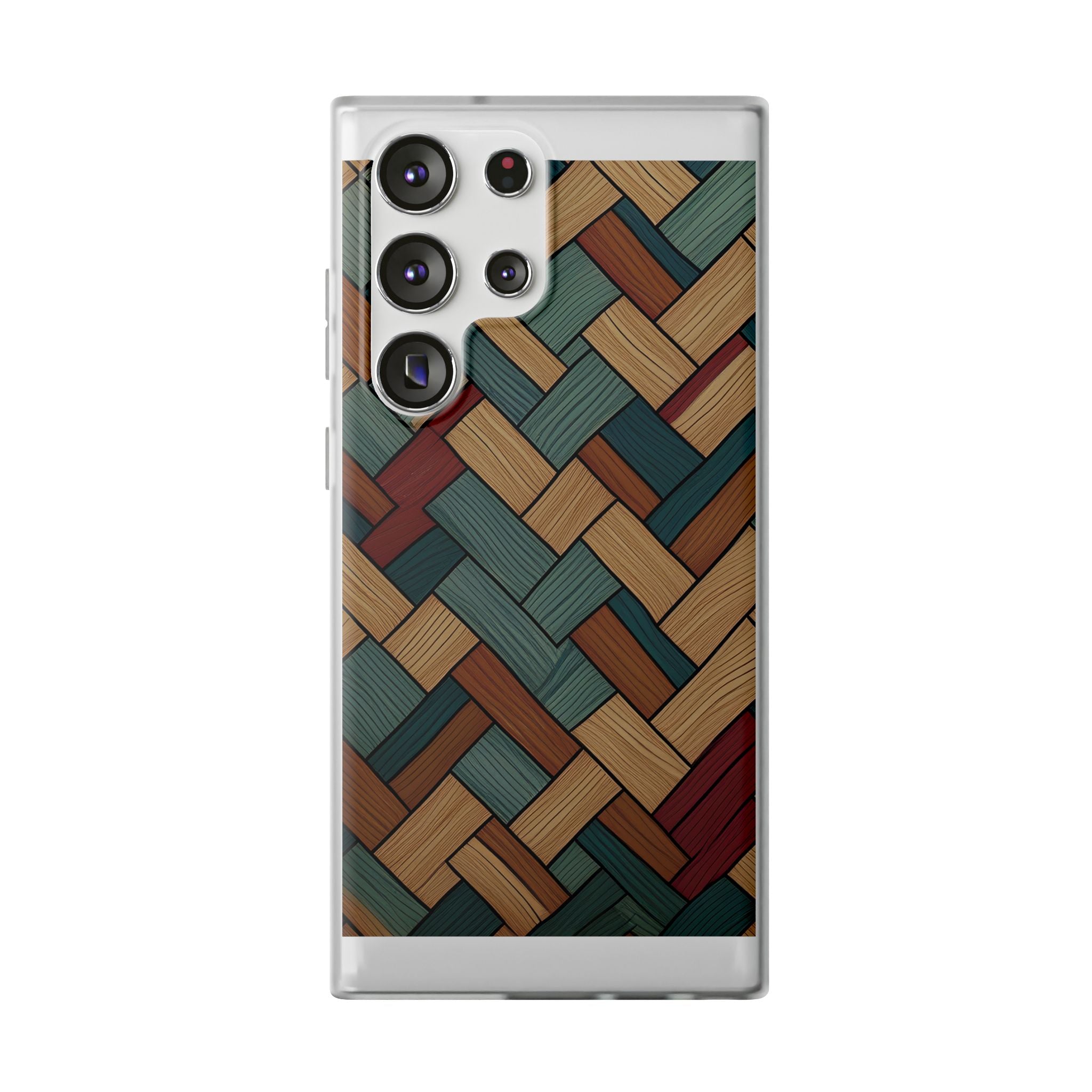 Woven Wood Pattern Phone Case — Rustic Geometric iPhone Flexi Case