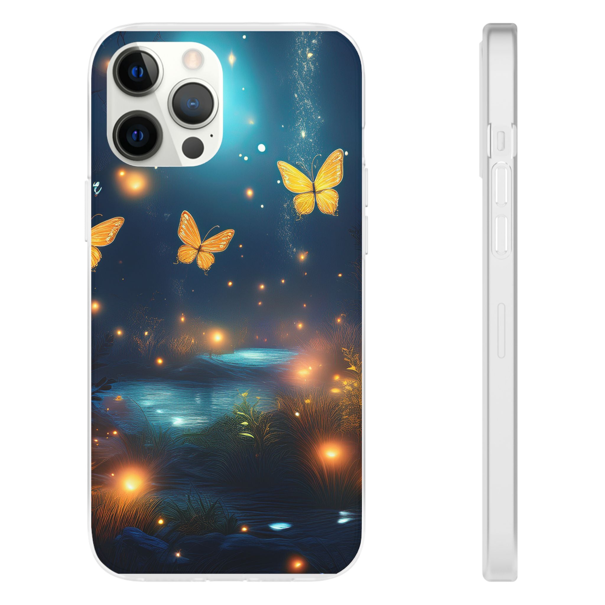 Butterfly Night Sky Phone Case – Glowing Firefly Fantasy for iPhone