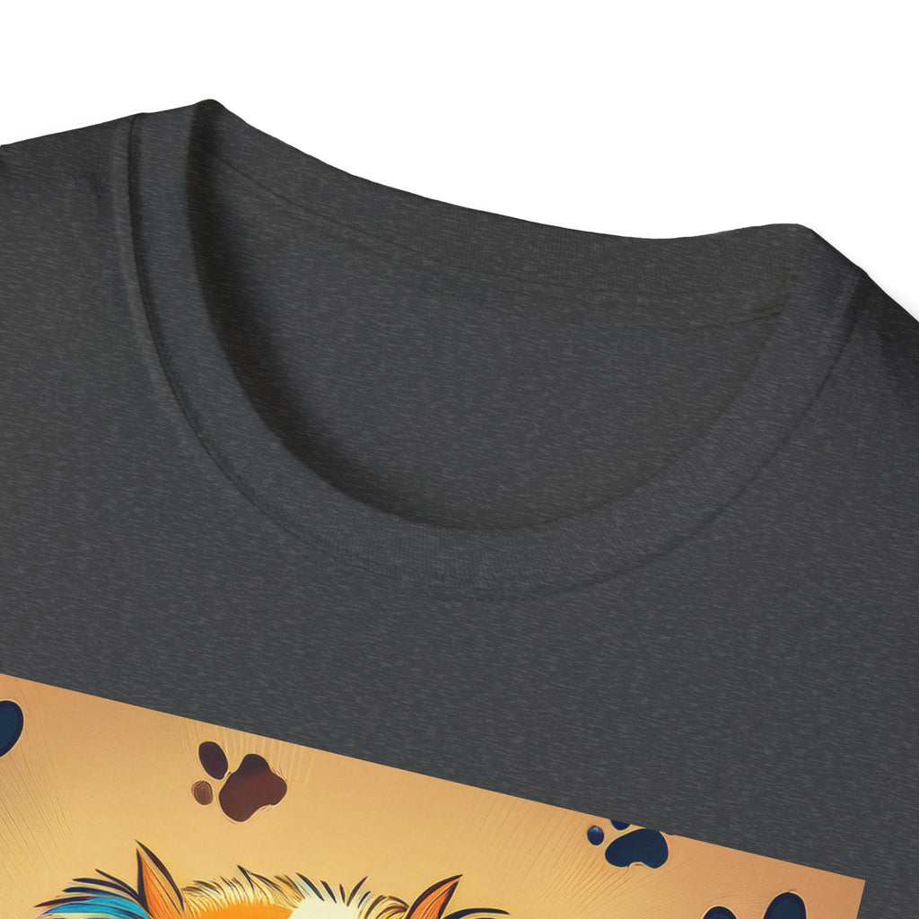 Cute Puppy Portrait T-Shirt — Colorful Paw Print Dog Graphic Tee