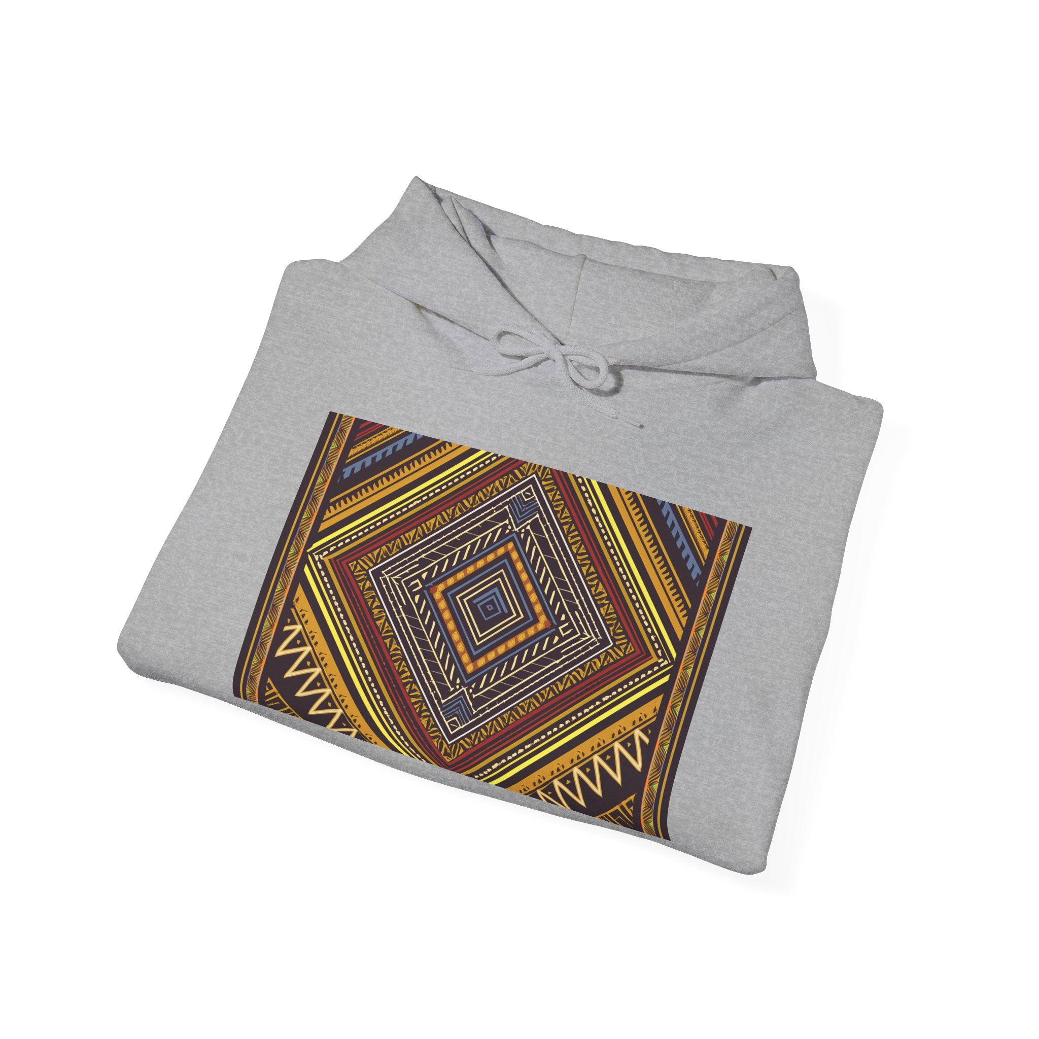 Boho Geometric Diamond Hoodie – Earthy Tribal Pattern Pullover