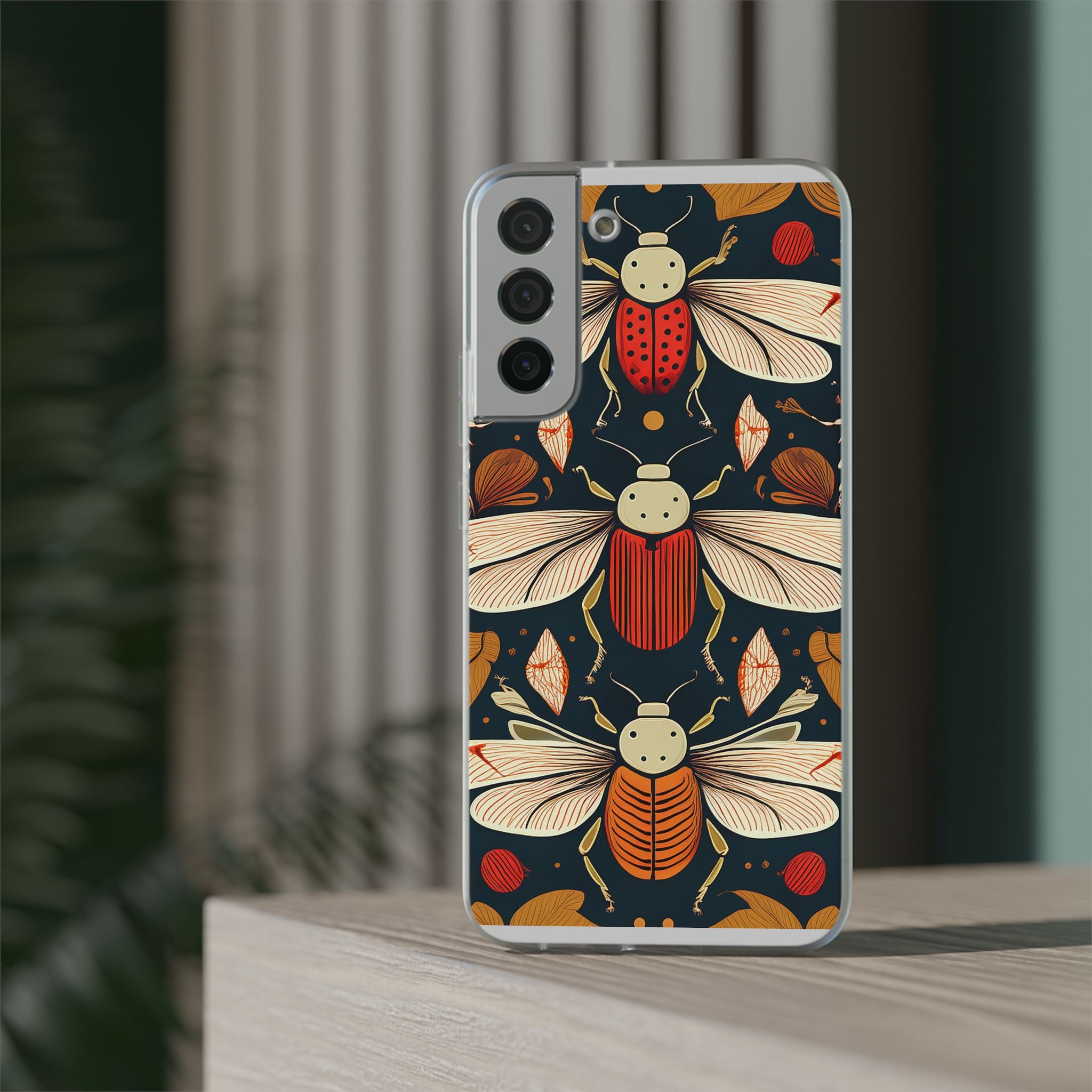 Bug Pattern Phone Case — Vintage Floral Firefly Design